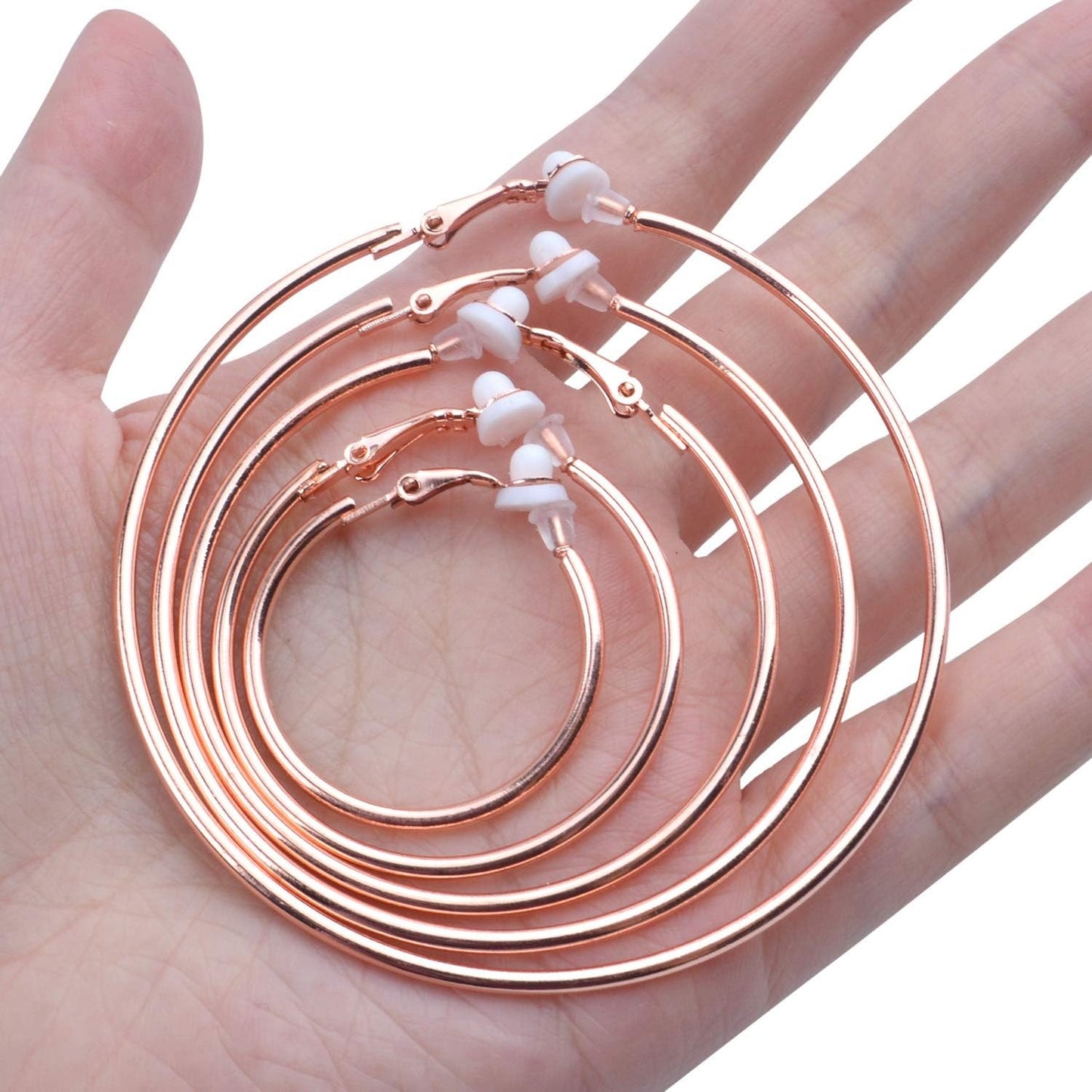 5 Pairs Gold Clip on Earrings Hoop Non Piercing Women Clip Earrings for Women, 5 Sizes