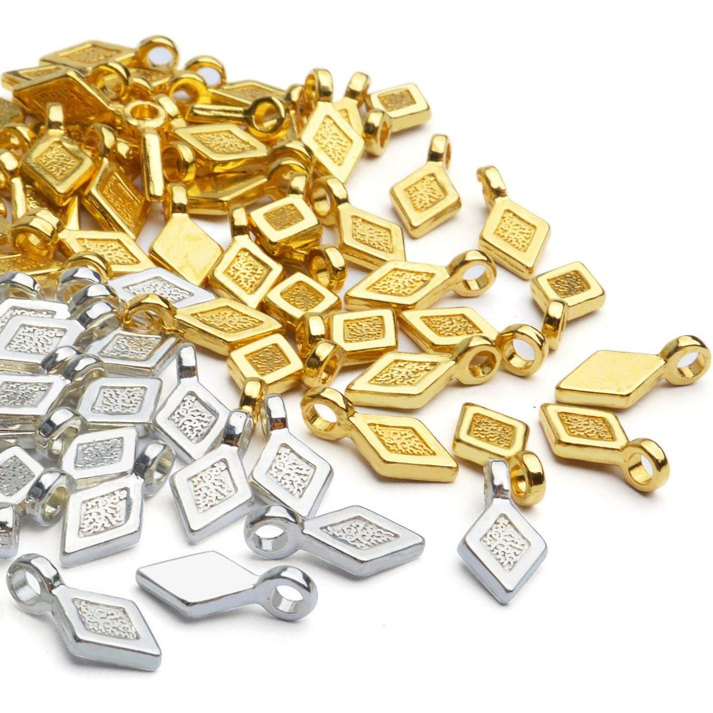 100pcs Metal Miniature Pendant Bails, Golden & Silver, 16x8mm, Hyperallergic, Tarnish Resistant, Ideal for Jewelry Making, Craft DIY Projects
