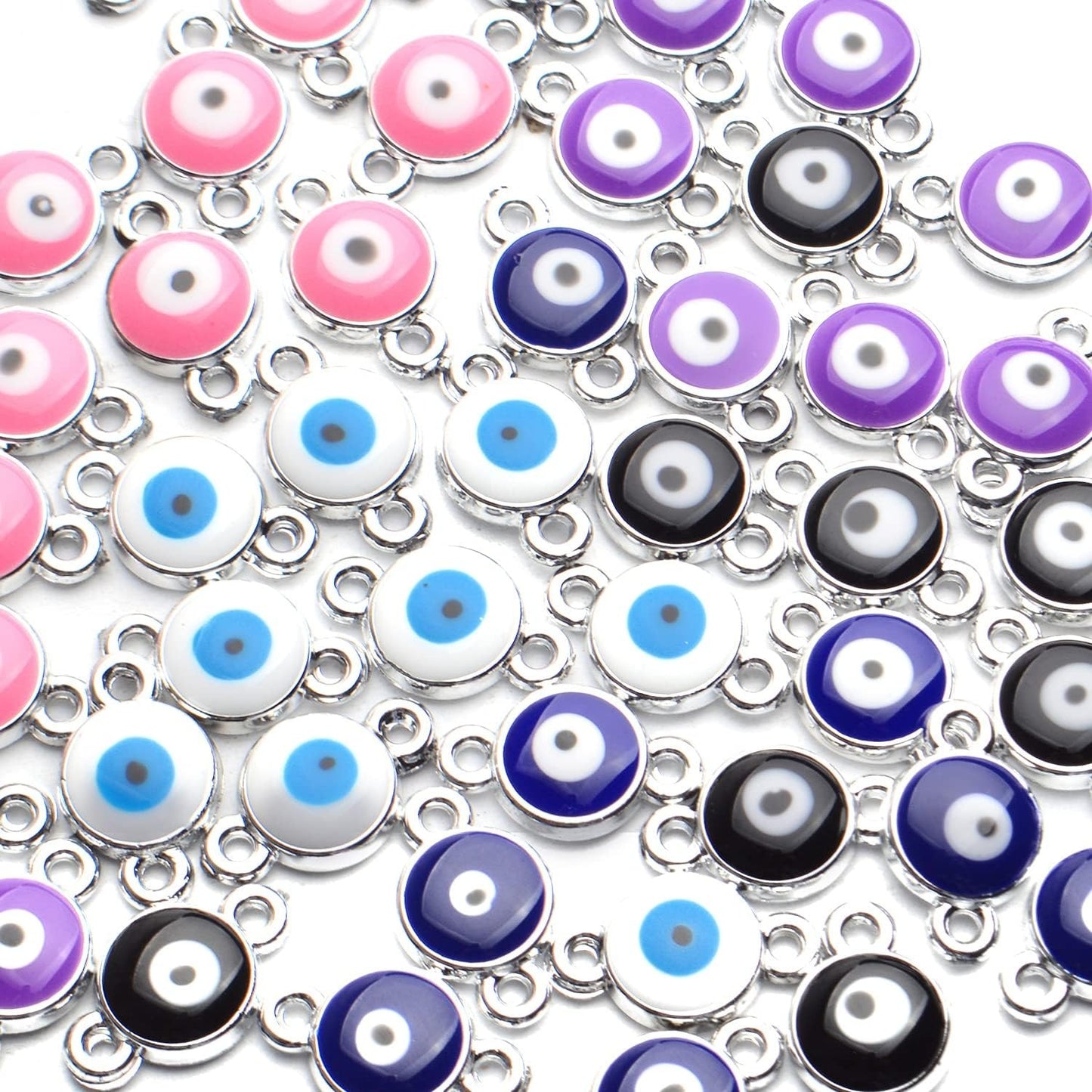 50pcs Evil Eye Connectors Pendants Bracelet Connector Bead Charms for Bracelet Necklace Crafts DIY