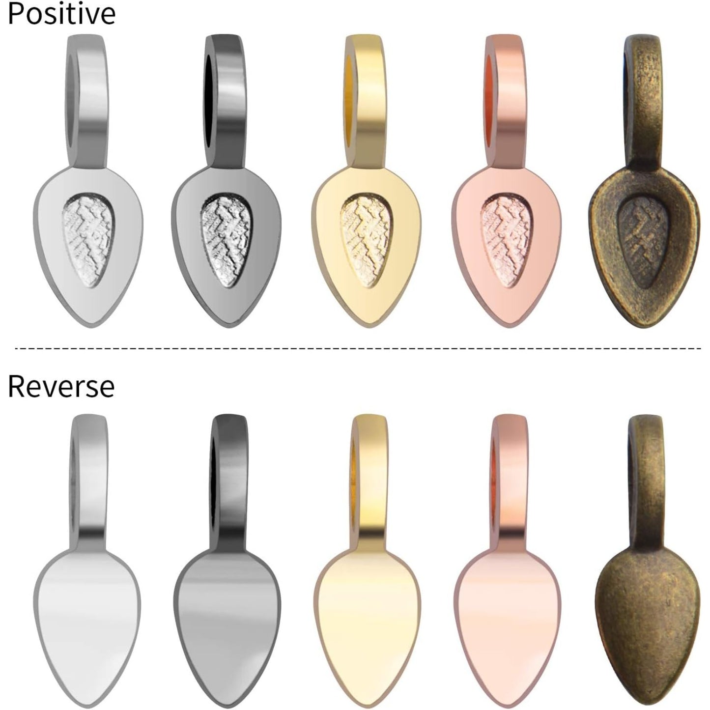 100pcs Oval Glue on Bail Pendants Small Spoon Earring Pendants Jewelry Glue on Bail Earring Charms for Jewelry Making DIY Crafting,21×8mm