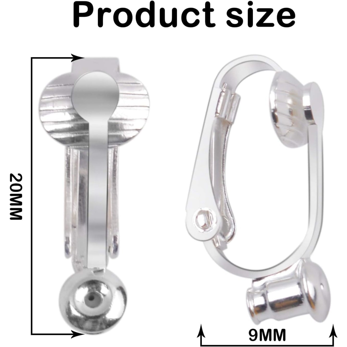 20 Pieces (10 Pairs) Stainless Steel Clip-on Earrings Converter Components with Post for Non-Pierced Ears DIY Earring - Turn Posts Into Clip-Ons
