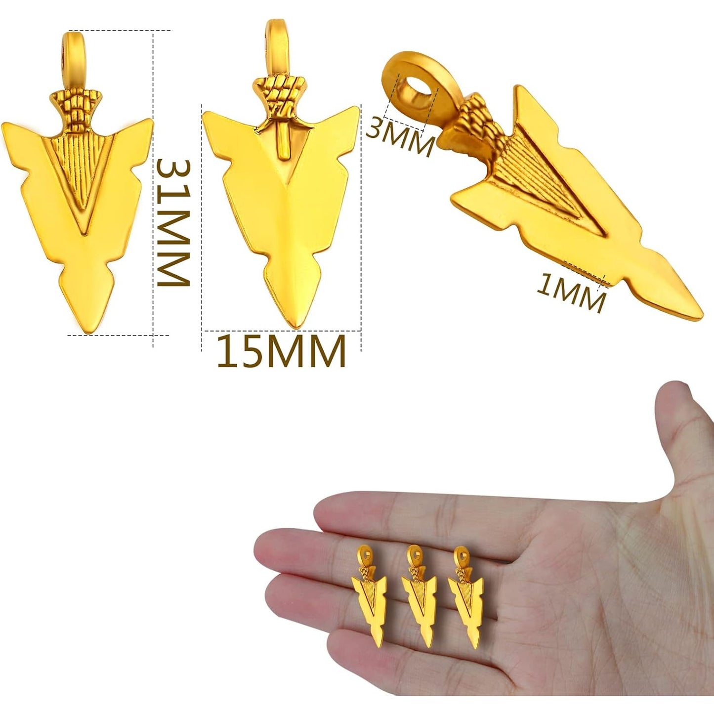 50 Pieces Tibetan Alloy Arrowhead Charms Vintage Chic Arrow Dangle Pendants Charms Craft Supplies for DIY Bracelet Necklace Jewelry Making Findings, Antique Golden