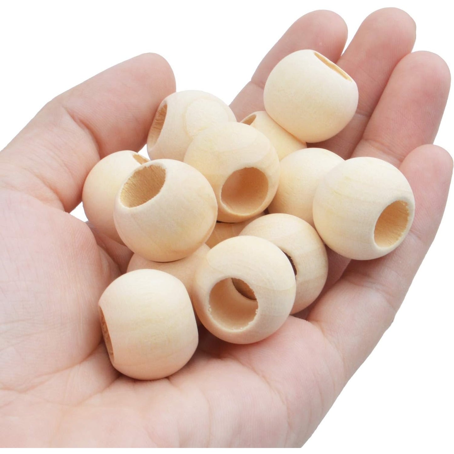 150pcs Wooden Beads Natural Wood Round Beads Wood Loose Beads Spacers with 10 mm Large Hole for DIY Bracelet Pendants Crafts Decoration Jewelry Making,20×15mm