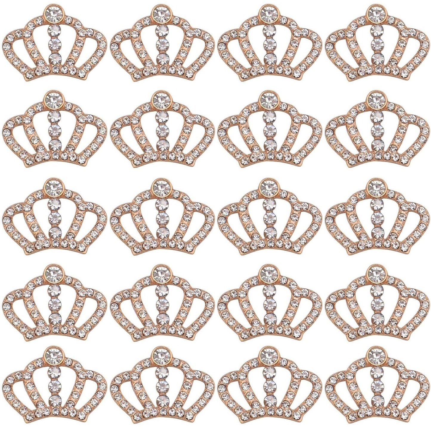 20pcs Rhinestone Crown Charms Alloy Queen Crown Diamond Embellishment Pendants Hair Accessories for DIY Bracelet Jewelry Making Wedding Decoration, Golden and Silver