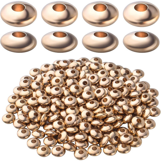 Brass Spacer Beads, 200pcs Gold Round Spacers Beads Flat Rondelle Spacer Beads Abacus Beads Loose Bead Spacer for Jewelry DIY Bracelet Necklace Making Accessory