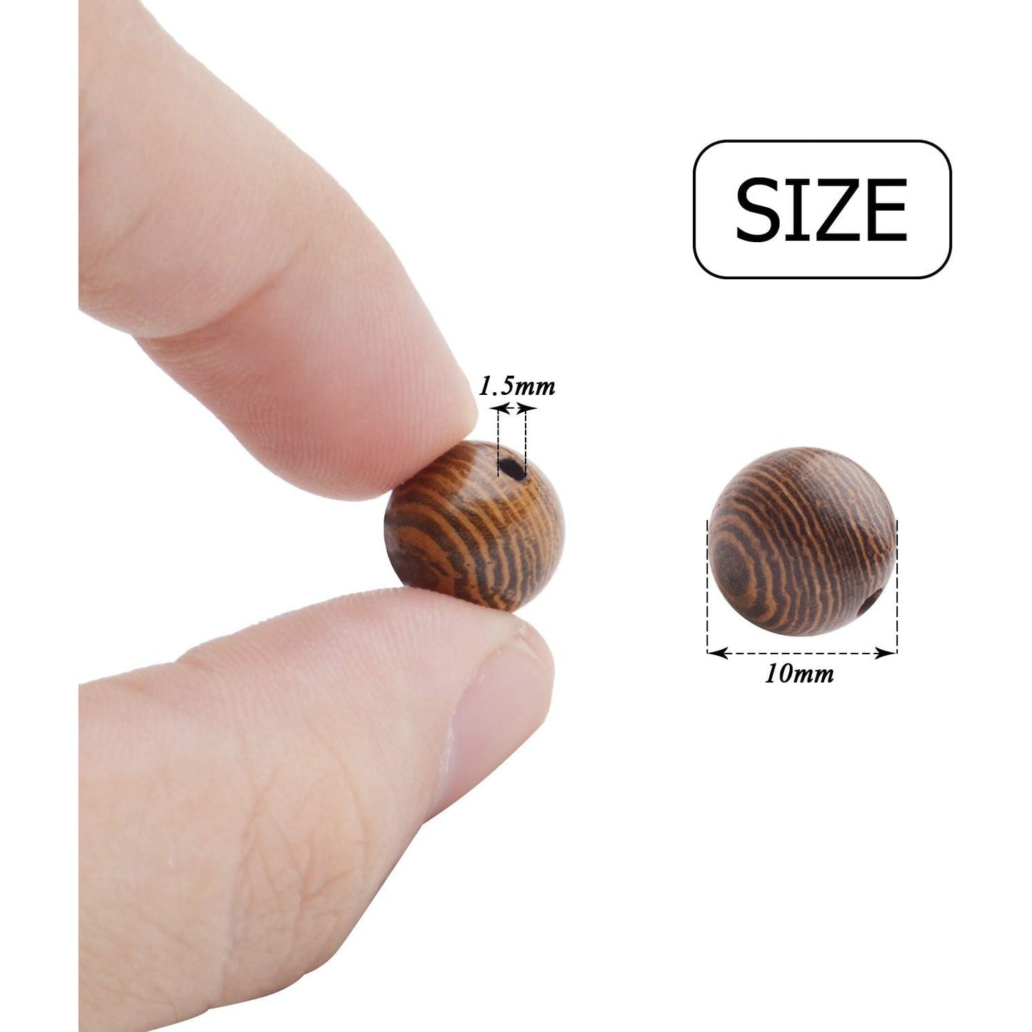 300pcs 10mm Dark Brown Wenge Wood Beads Natural Macrame Round Wood Bead Round Ball Bead Wooden Beads for Bracelets and Jewelry Making