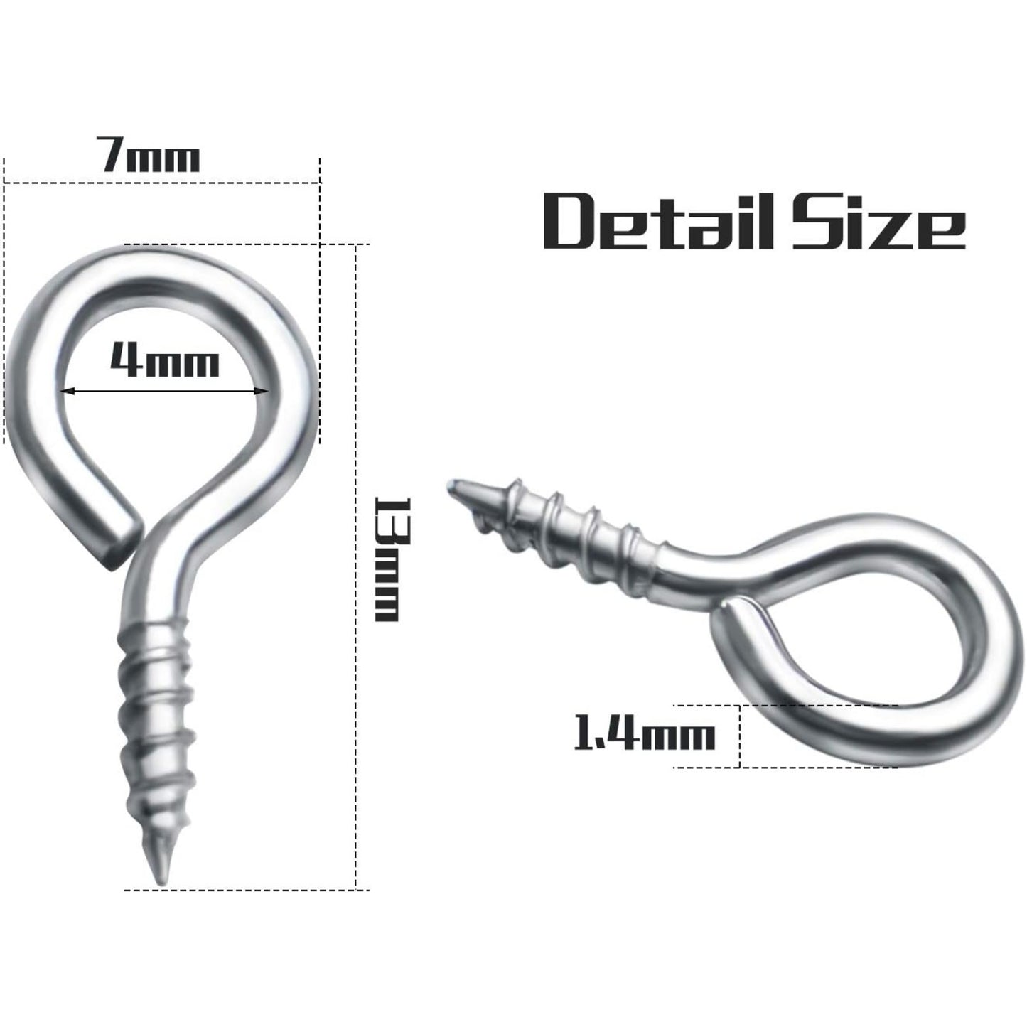 Small Eye Hooks,100pcs 13x7mm Mini Eye Pins Eye Screw Hooks Metal Eyelets Screw Eye Lags for Resin Jewelry Bead Plastic Wood