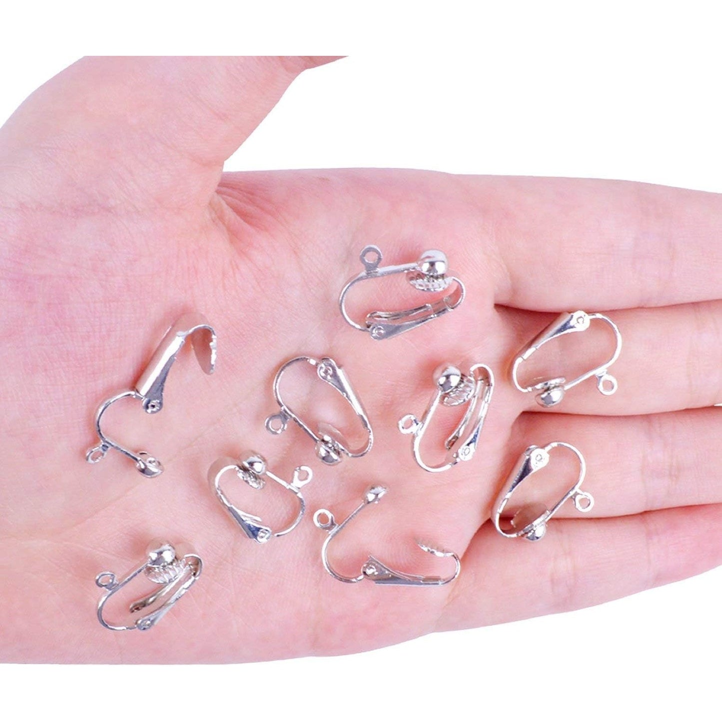 BronaGrand 20pcs Clip-on Earring Converter with Easy Open Loop (Silver)