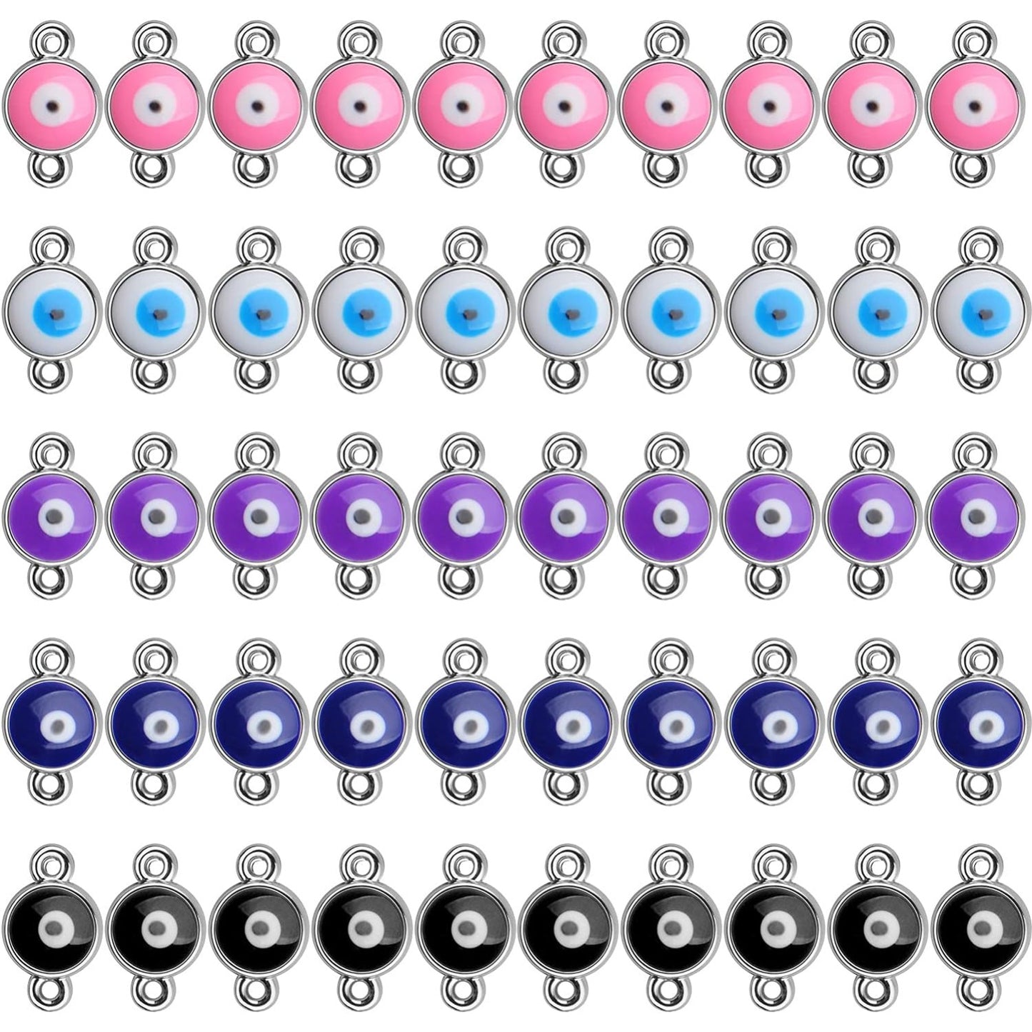 50pcs Evil Eye Connectors Pendants Bracelet Connector Bead Charms for Bracelet Necklace Crafts DIY