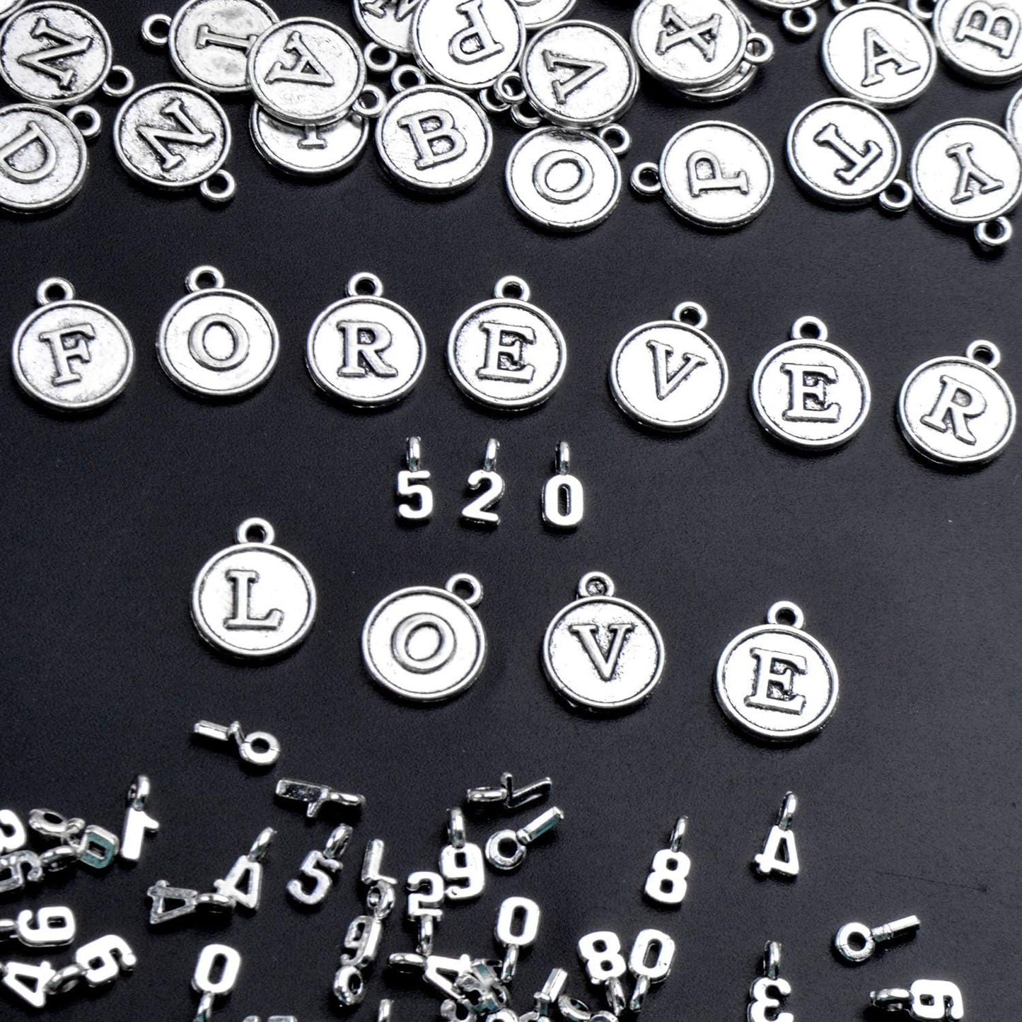 3 Sets (78pcs) Round Letter Charms 26 Alphabet A-Z Pendants and 5 Sets (50pcs) 0-9 Number Charms for Jewelry Making Crafts DIY