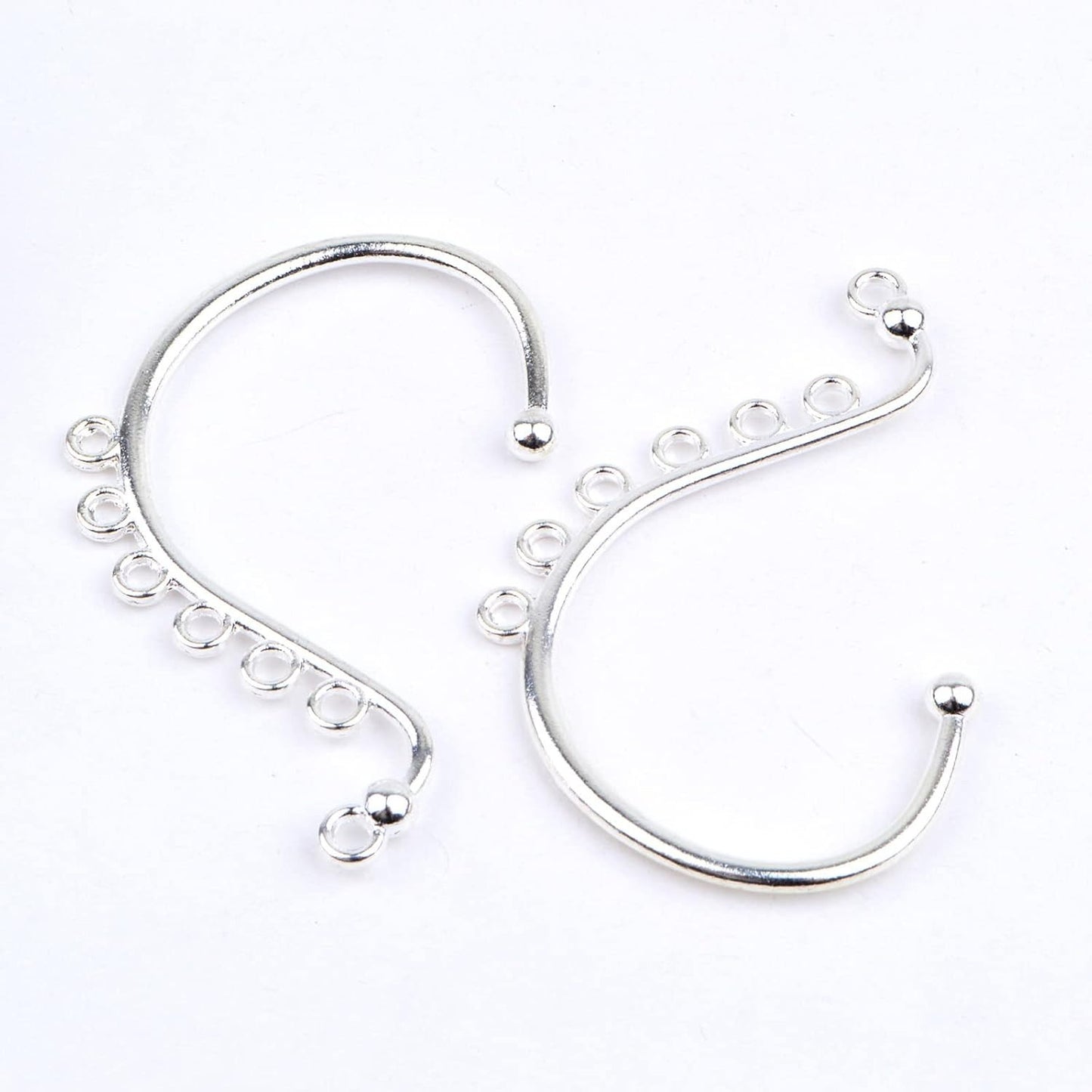 20pcs Silver Ear Cuffs Wrap 7 Holes Earring Hooks Non Pierced Around Ear Wraps Ear Cuff Tassel Drop Earrings Components for DIY Earrings Jewelry Making Decoration