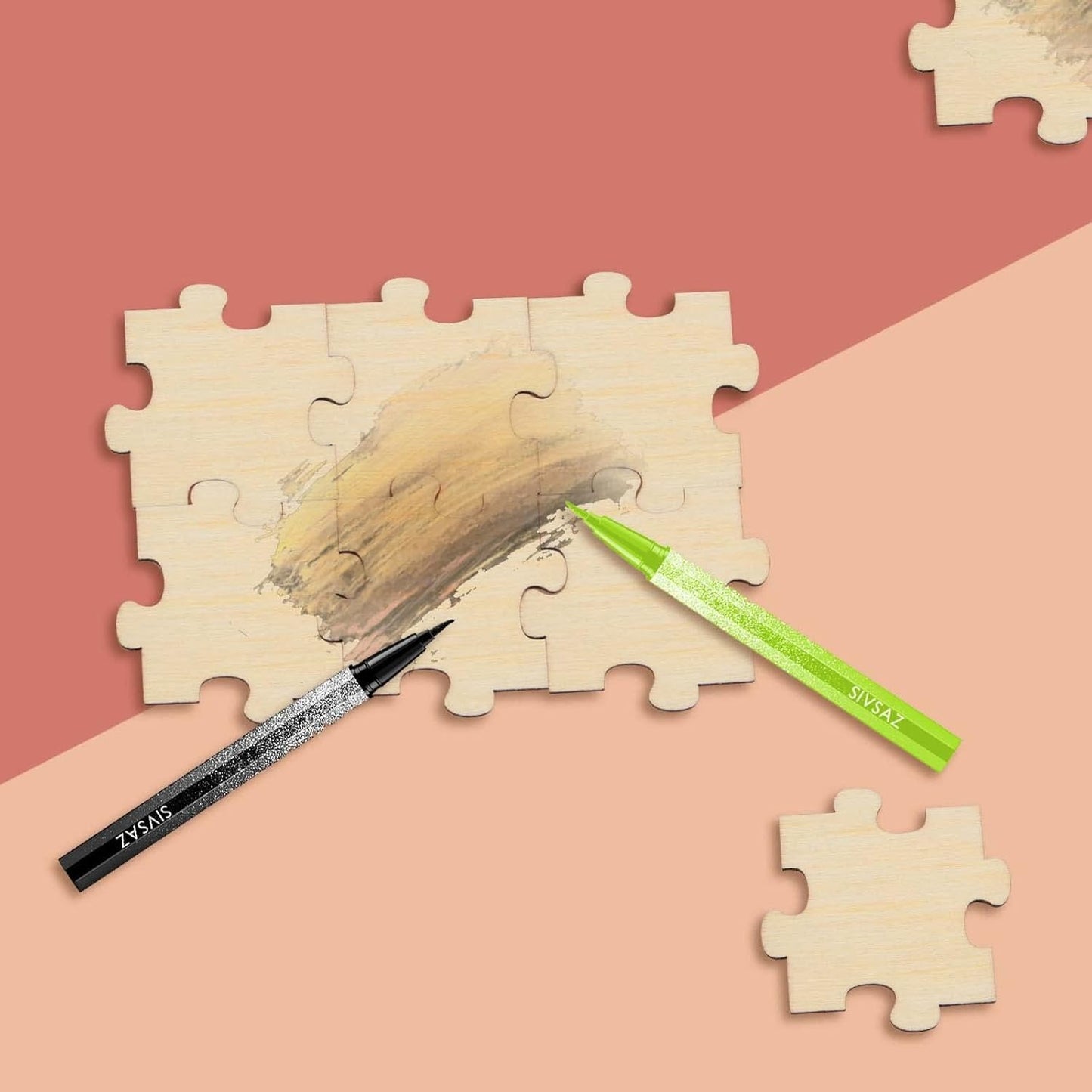 100pcs Blank Unfinished Wooden Jigsaw Puzzle Freeform Natural Wood Puzzle Pieces for Wedding Family Birthday Calendar DIY Crafts Projects, 4 cm x 4 cm