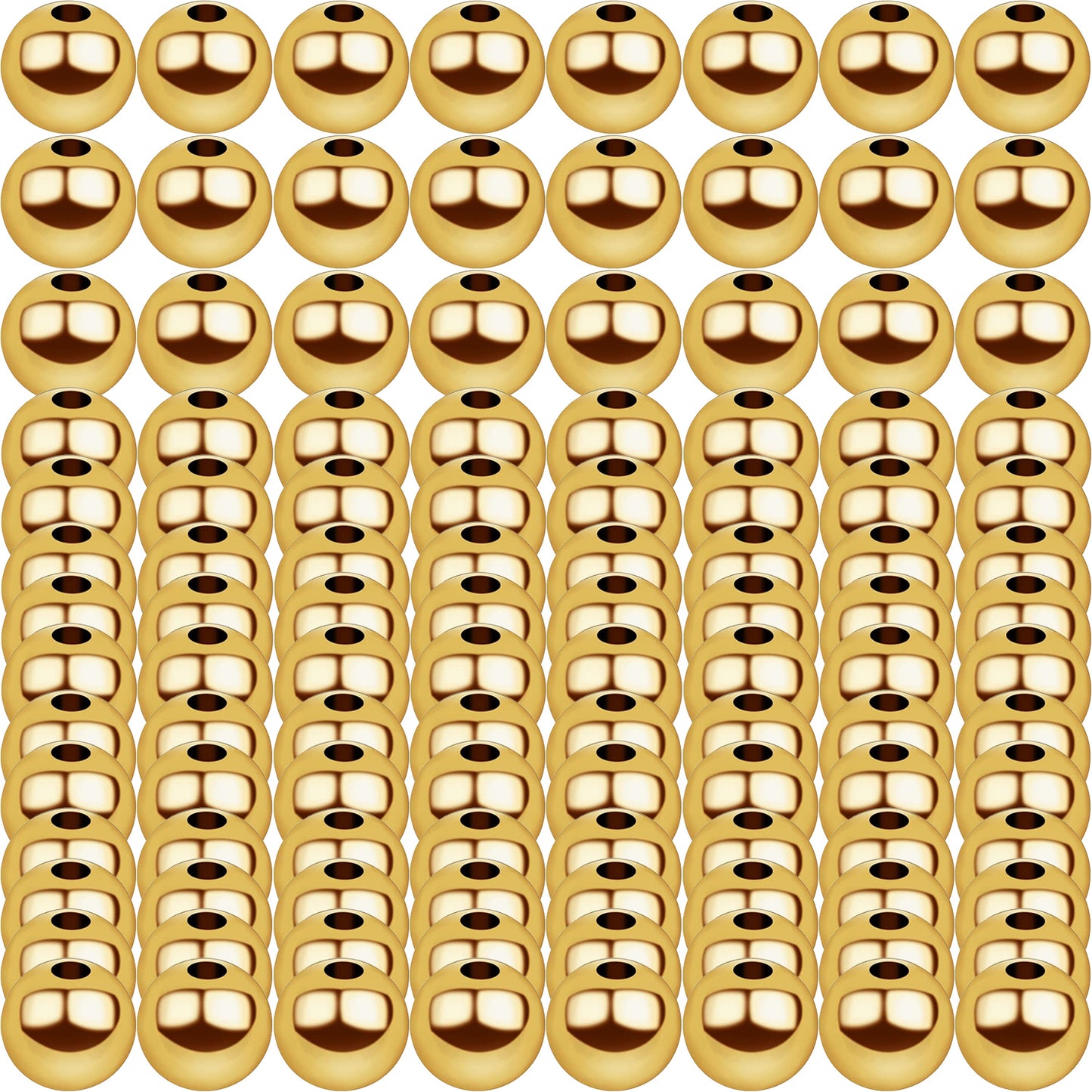 250pcs Golden Plated Smooth Round Ball Spacer Beads Brass Rondelle Loose Beads with A Plastic Box for DIY Bracelet Necklace Earrings Jewelry Making, 5 Sizes