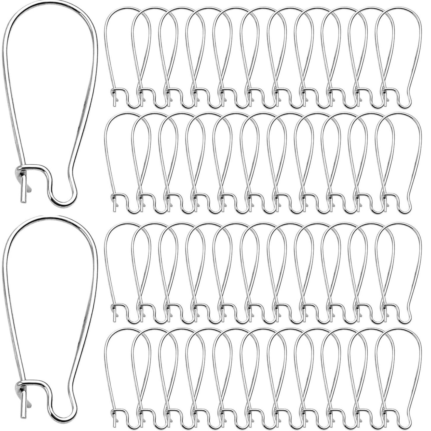 DIY Earring Findings, 200pcs Kidney Ear Wires U-Shaped Earring Hooks Earring Components for Long Dangle Earrings Jewelry Makings - Silver and Gold