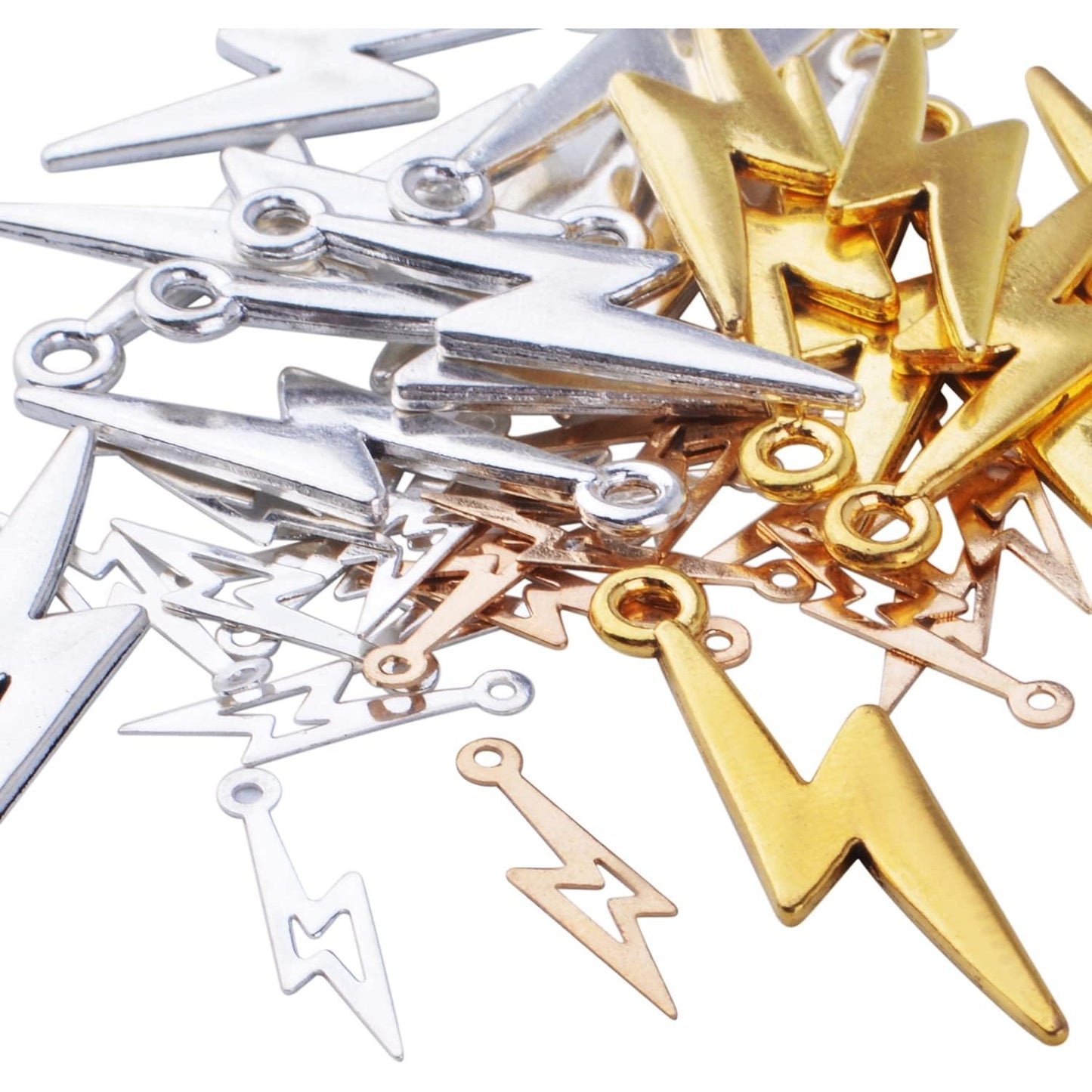 Lightning Bolt Charm Pendants, 40pcs Flash Lightning Charms Alloy Celestial Dangle Charms for Jewelry DIY Necklace Earrings Bracelet Making and Crafting, 4 Colors