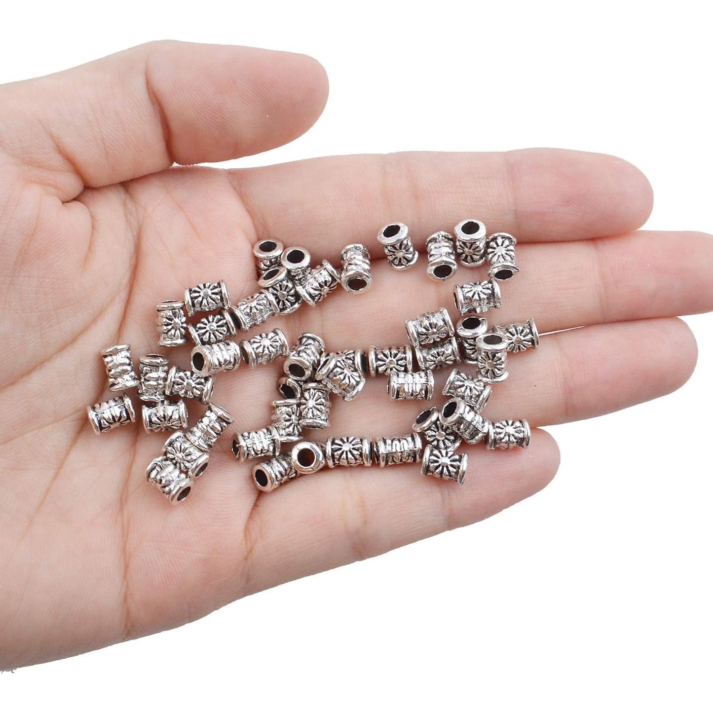 120pcs Tibetan Silver Spacer Beads Charms Hollow Tube Bead for DIY Necklace Bracelets Jewelry Making Accessaries
