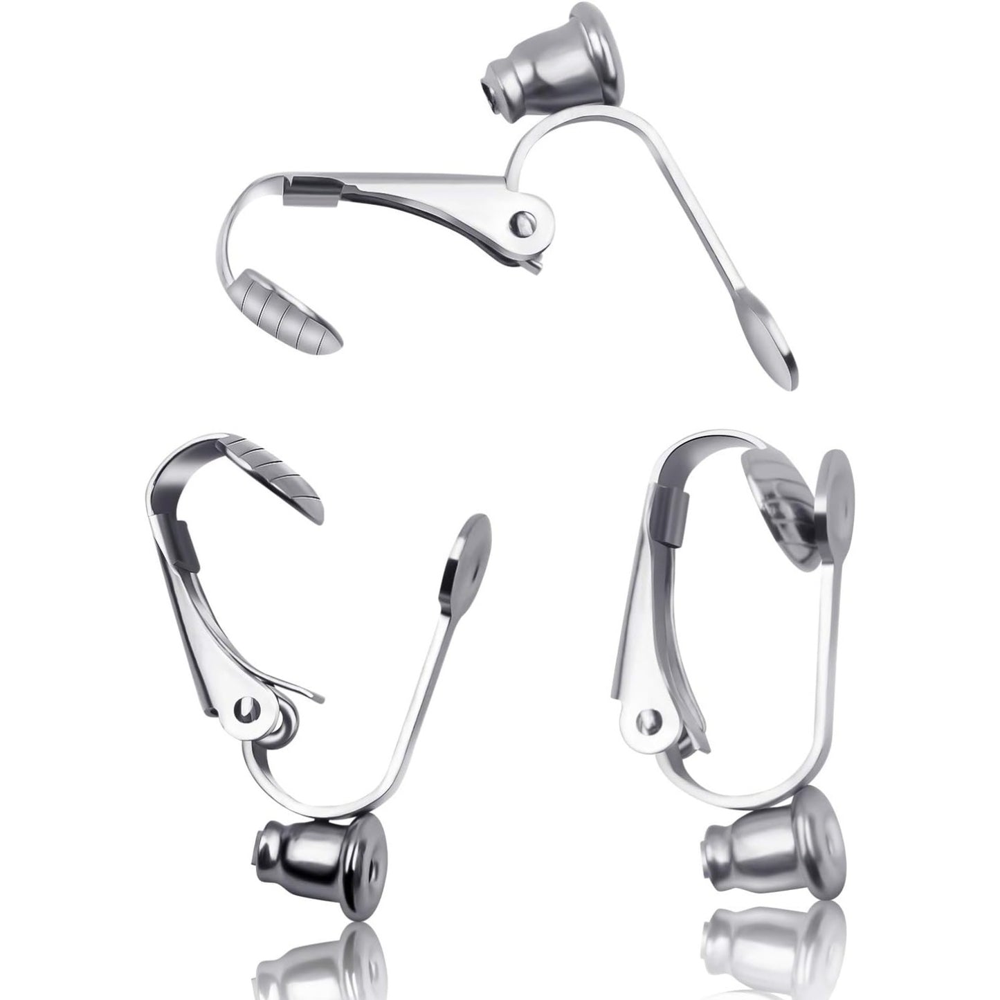 20 Pieces (10 Pairs) Stainless Steel Clip-on Earrings Converter Components with Post for Non-Pierced Ears DIY Earring - Turn Posts Into Clip-Ons