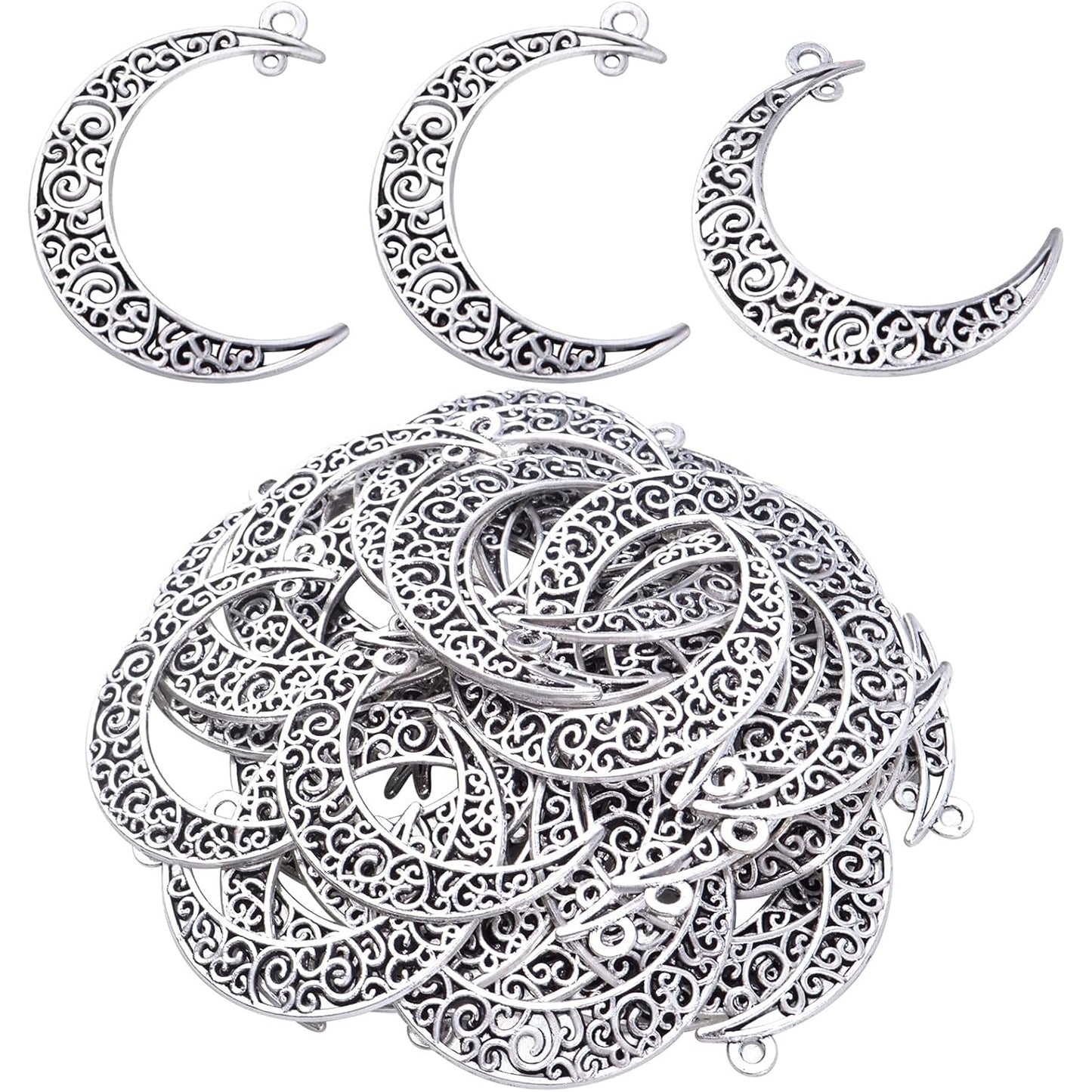 40pcs Hollow Moon Charms Crescent Moon Pendants Celestial Charms Crafts Supplies for DIY Bracelet Necklace Jewelry Making Accessory