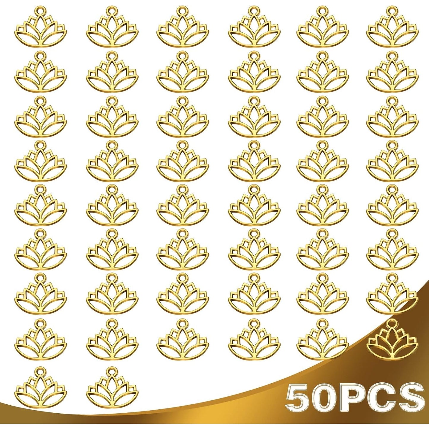 100pcs Lotus Charm Pendants Alloy Yoga Lotus Flower Charms Beads Charms Pendants Craft Supplies for DIY Necklace Bracelet Jewelry Making Crafting Accessory