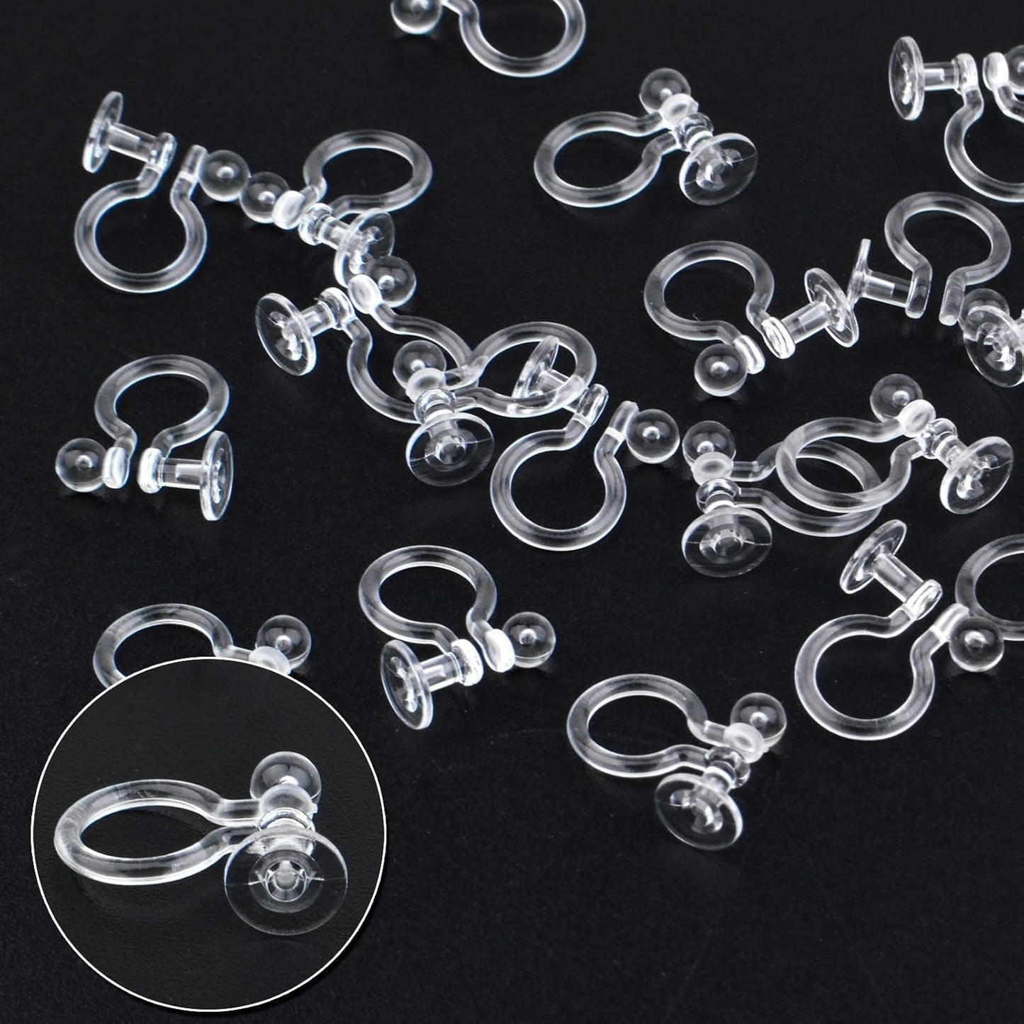 20 Pieces Clear Clip-on Earring Converters Resin Earring Finding Components for Non Pierced Ears DIY Earring Jewelry Making, 12x10mm