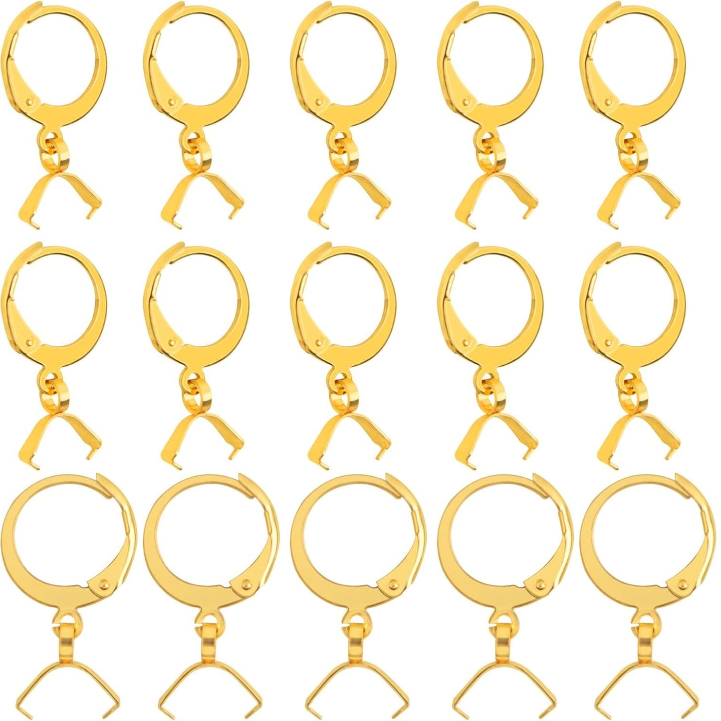 20pcs Stainless Steel Round Earring Hooks Hypoallergenic Leverback Ear Wires Hooks with Pinch Bail Clasps Earring Components for DIY Dangle Jewelry Making Supplies, 5 Colors