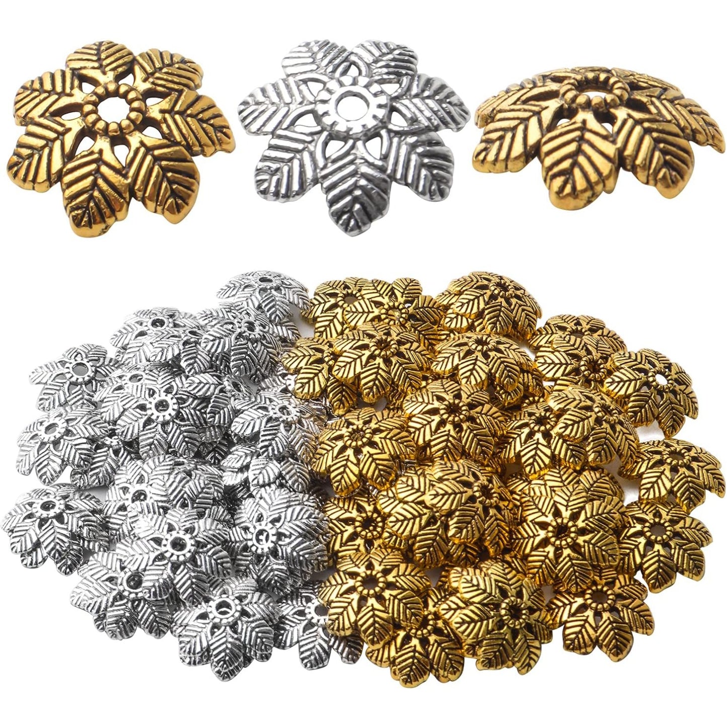 100pcs Flower Bead Caps Tibetan Alloy Spacer Beads Loose for DIY Earring Bracelet Necklace Jewelry Making