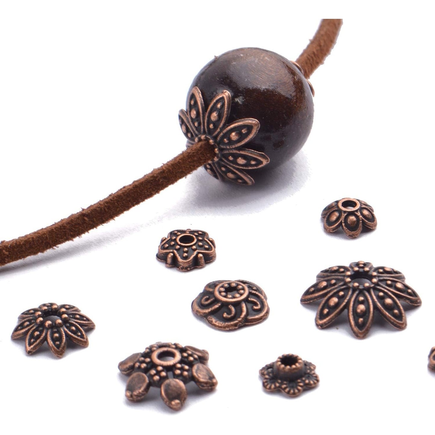 100 Gram(About 180-350pcs) Bead Caps Metal Spacers Jewelry Findings Accessories for Bracelet Necklace Jewelry Making,Antique Copper