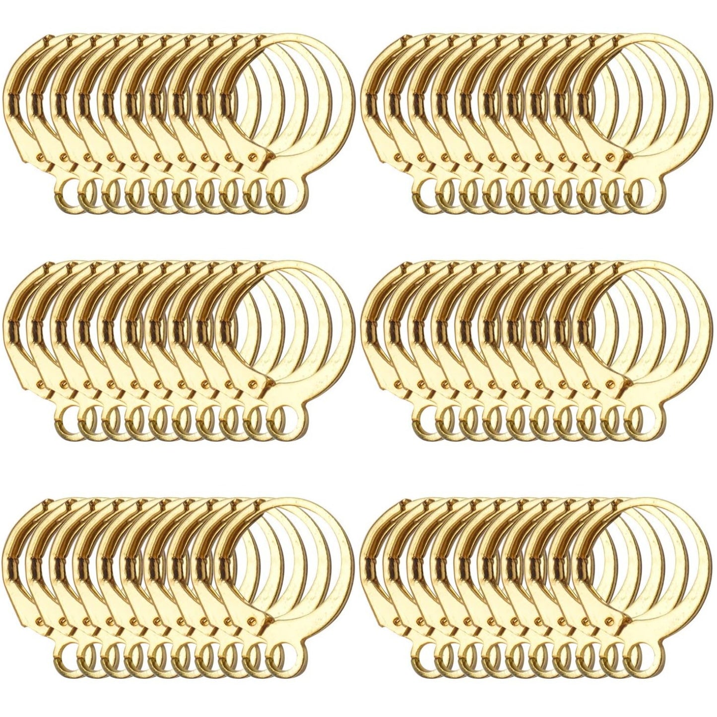 60pcs French Round Earring Hooks Leverback, 30 Pairs, 6 Colors, Simple Design, Polished Finish, Nickel &, Suitable for Jewelry Making & Crafting
