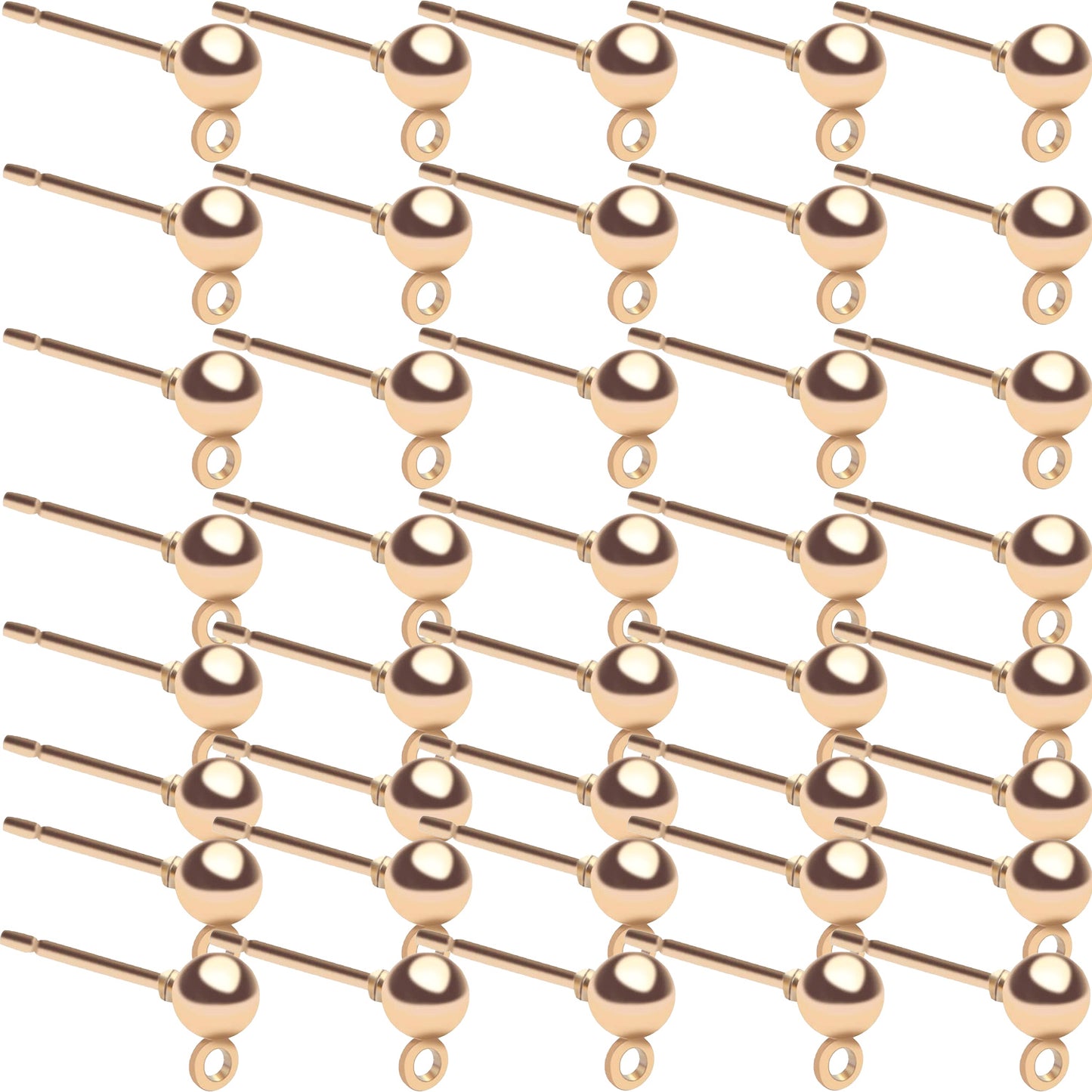 Ball Post Earrings with Loop, 40pcs 4mm Hypoallergenic Stainless Steel & Silicone Earring Studs & Backs, 4 Colors