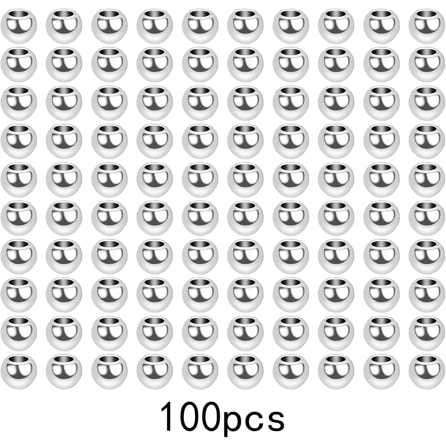 100pcs 3 mm Round Memory Wire End Caps Beads Stainless Steel Cord End Caps Half Drilled Hole Ball Beads for DIY Crafts Necklace Bracelet Jewelry Making, Hole: 1.5 mm