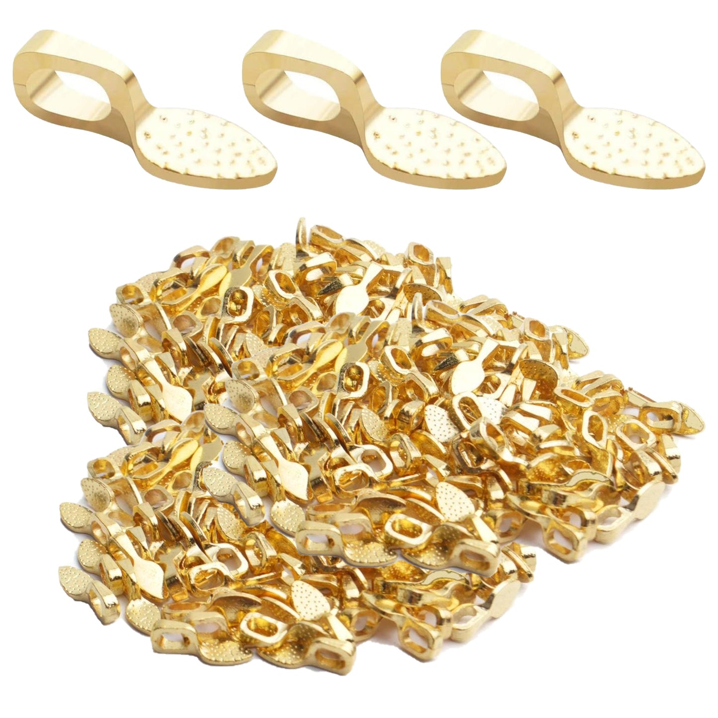 Flat Pendant Bails,200pcs Glue-on Flat Pad Shovel Pendant Bails For DIY Crafts and Jewelry Making, Gold and Silver