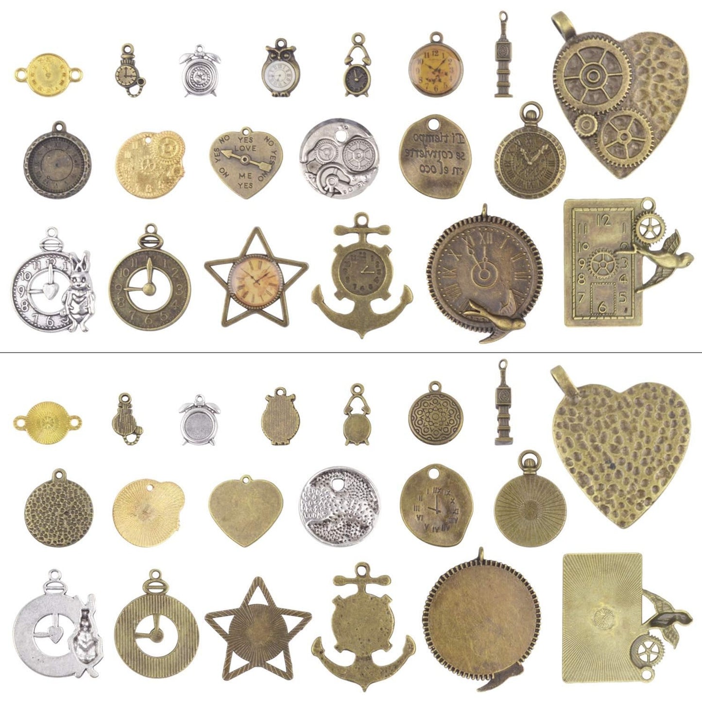 20pcs Mixed Antiqued Charms Clock Face Charm Pendant, DIY Crafts, Gears, Jewelry Making, Steampunk Pendants,3 Colors