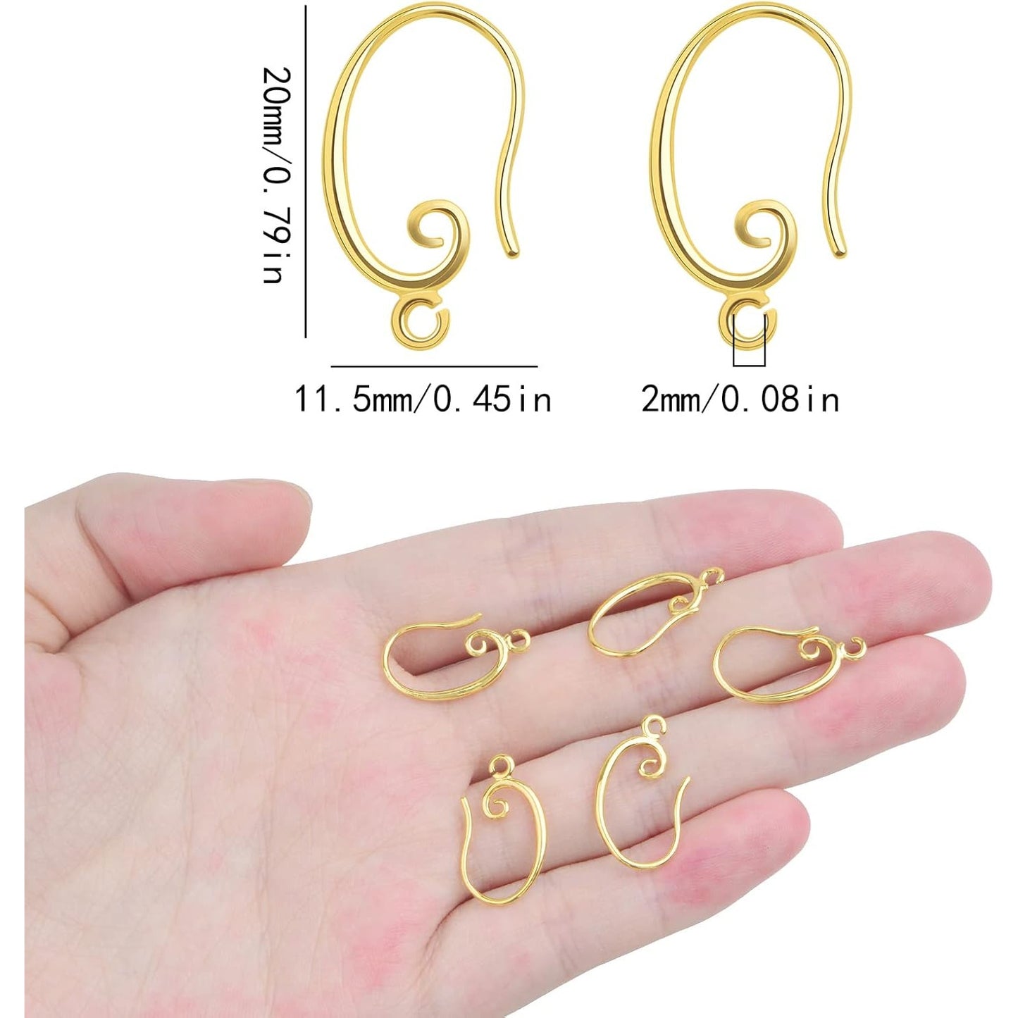 10pcs 18K Real Golden Plated Earring Hooks Hypoallergenic Brass V Shape Ear Wires Hooks with Loop Earring Findings for DIY Dangle Earrings Jewelry Craft Making