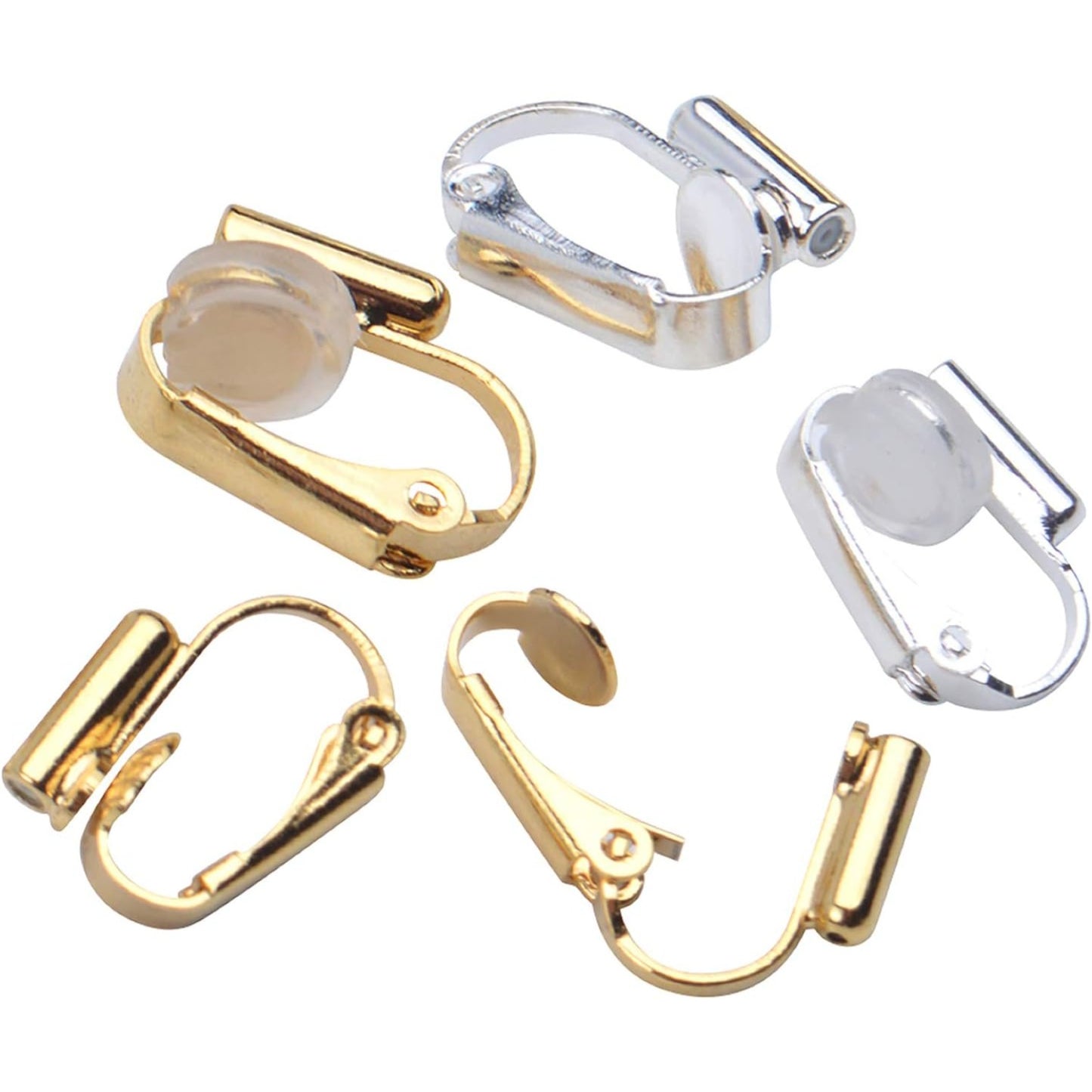 12 Pieces Clip-on Earrings Converter Components for Non-Pierced Ears and 12 Pieces Comfort Earring Pads, Gold and Silver