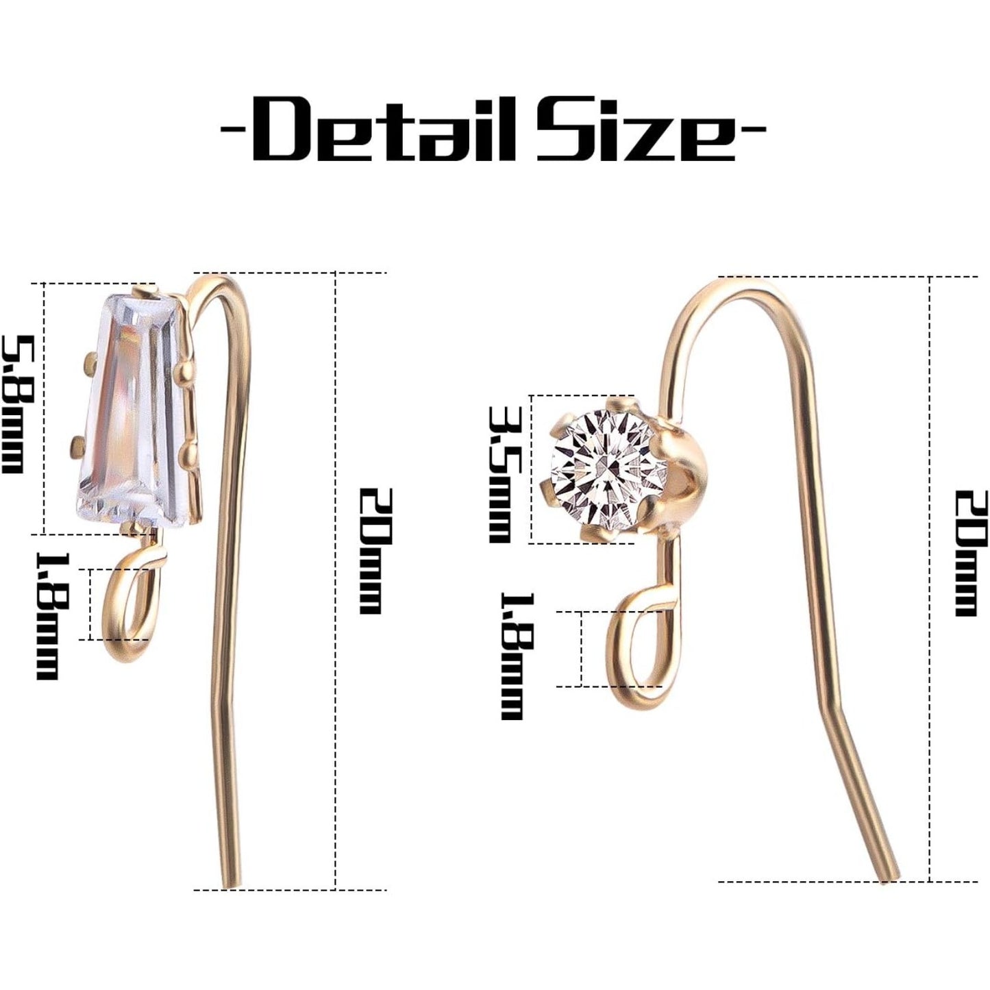 16pcs French Earring Hooks Ear Wire Hooks Hypo-allergenic Earring with Rhinestone Jewelry Earring Hook and A Box for Jewelry Making and DIY Earring Making