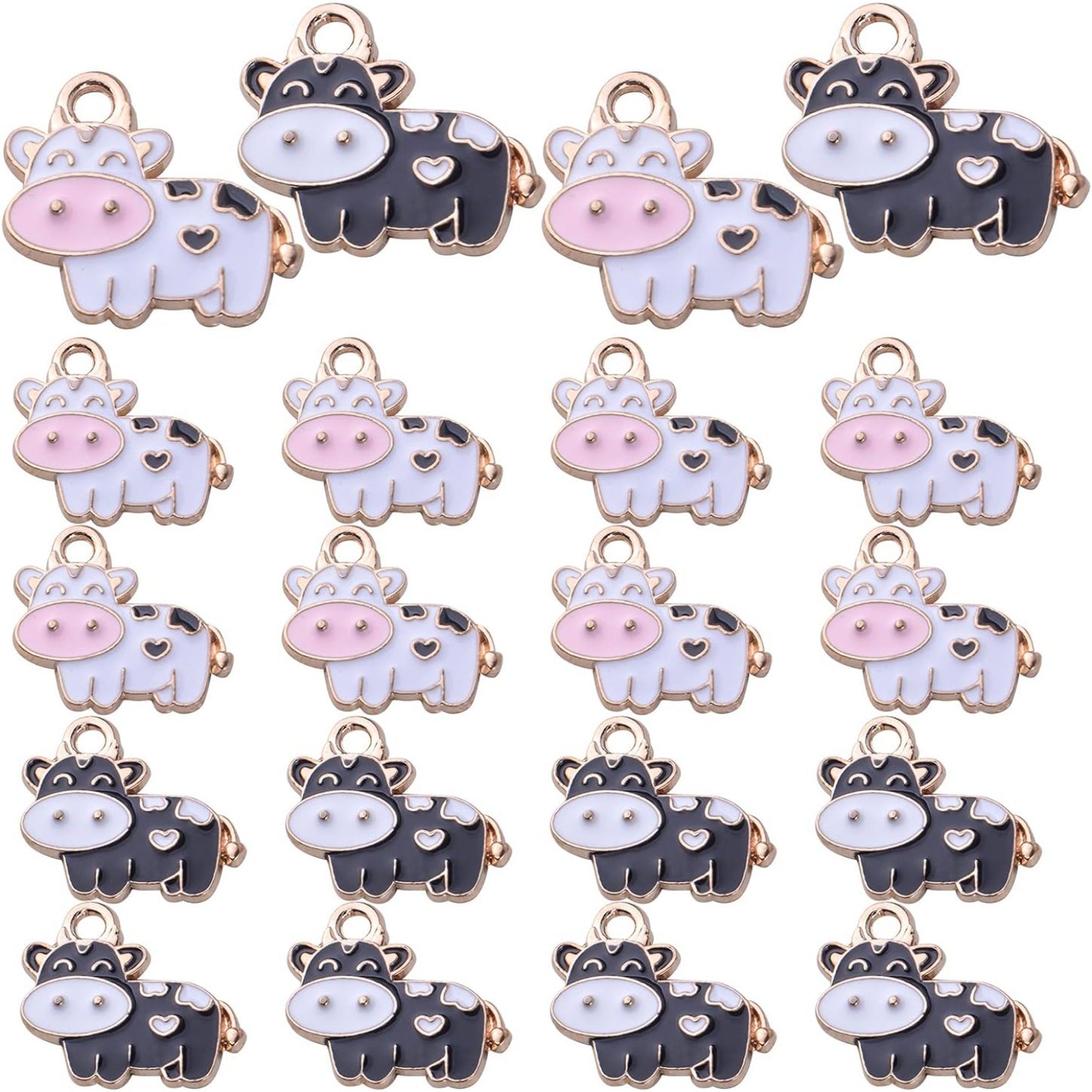 20pcs Enamel Cow Charms Animal Charm Necklace Charms Craft Supplies for DIY Earrings Necklaces Bracelet Jewelry Making Accessory