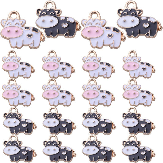 20pcs Enamel Cow Charms Animal Charm Necklace Charms Craft Supplies for DIY Earrings Necklaces Bracelet Jewelry Making Accessory