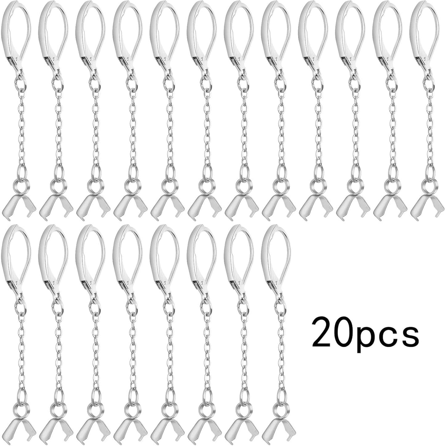 20pcs Stainless Steel Leverback Earring Hooks Hypoallergenic Ear Wires Earring Hooks with Beaded Chains Pinch Bail Clasps for DIY Earrings Jewelry Making Findings