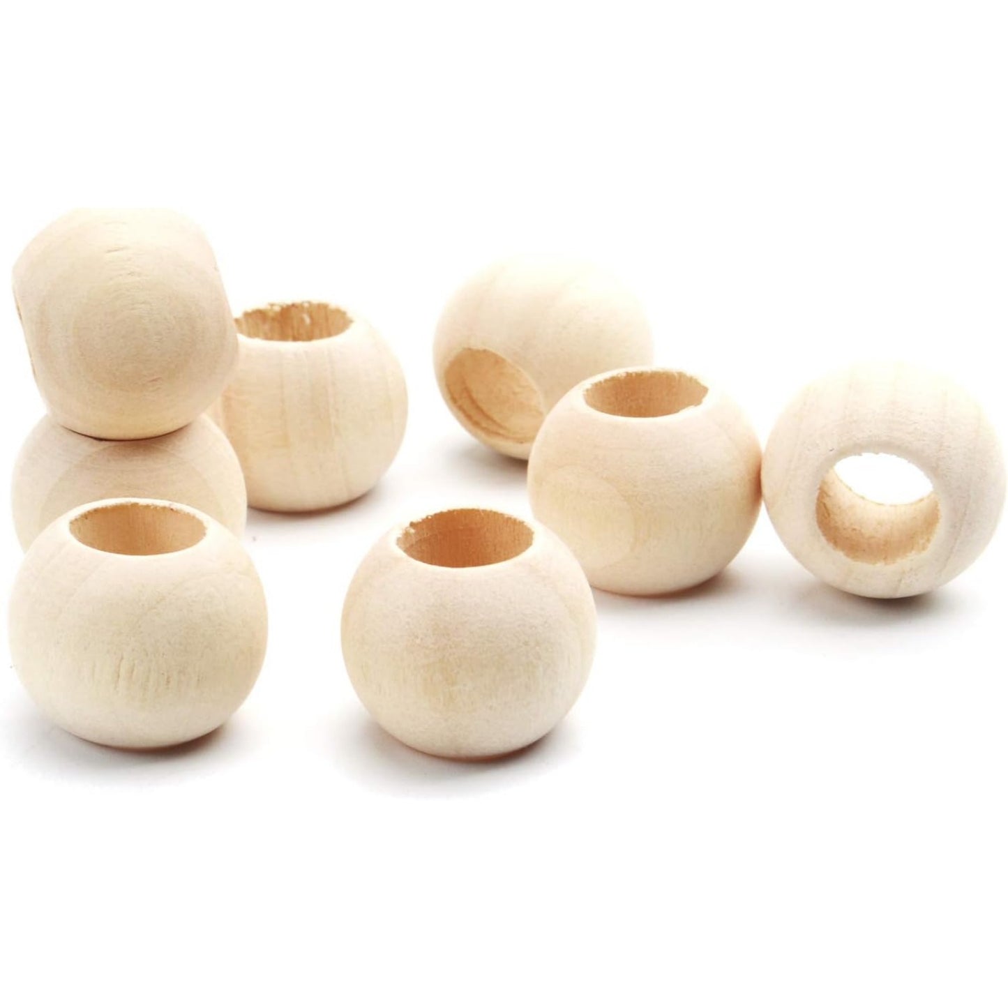 150pcs Wooden Beads Natural Wood Round Beads Wood Loose Beads Spacers with 10 mm Large Hole for DIY Bracelet Pendants Crafts Decoration Jewelry Making,20×15mm