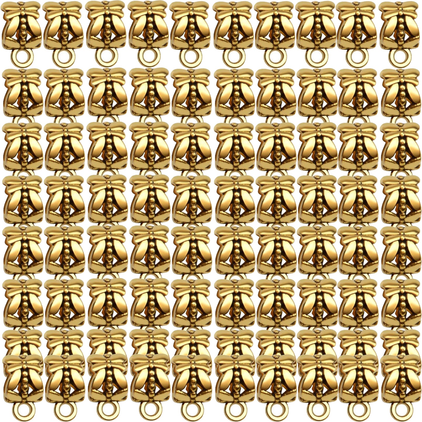 80pcs Antique Tibetan Bail Beads Tube Beads Spacer Rondelle Connectors for Pendant Jewelry Making Crafts, Mixed Colors