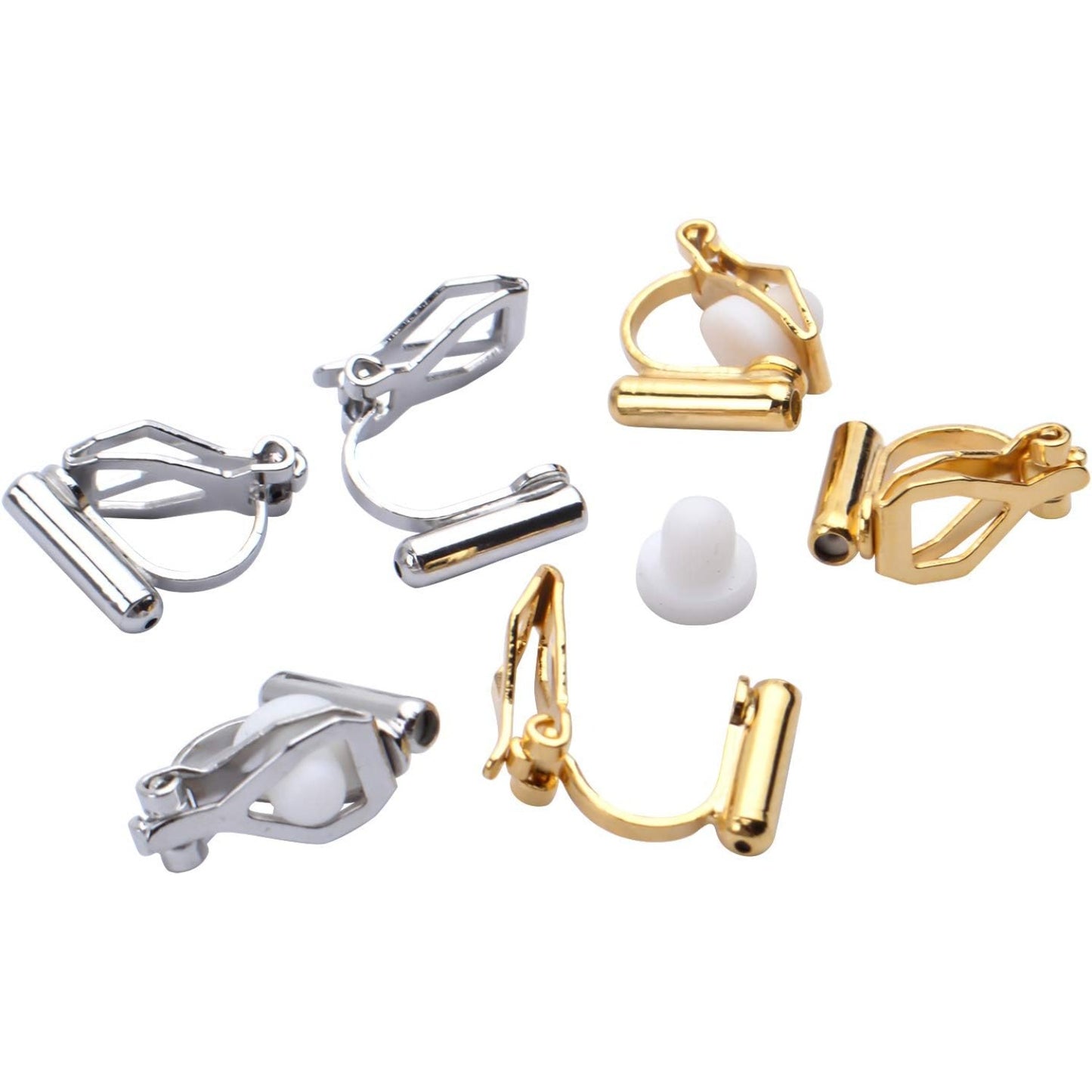 20pcs Clip On Earring Converter with Post and 20pcs Soft Earring Cushion for Non-Pierced Ears,Gold & Silver