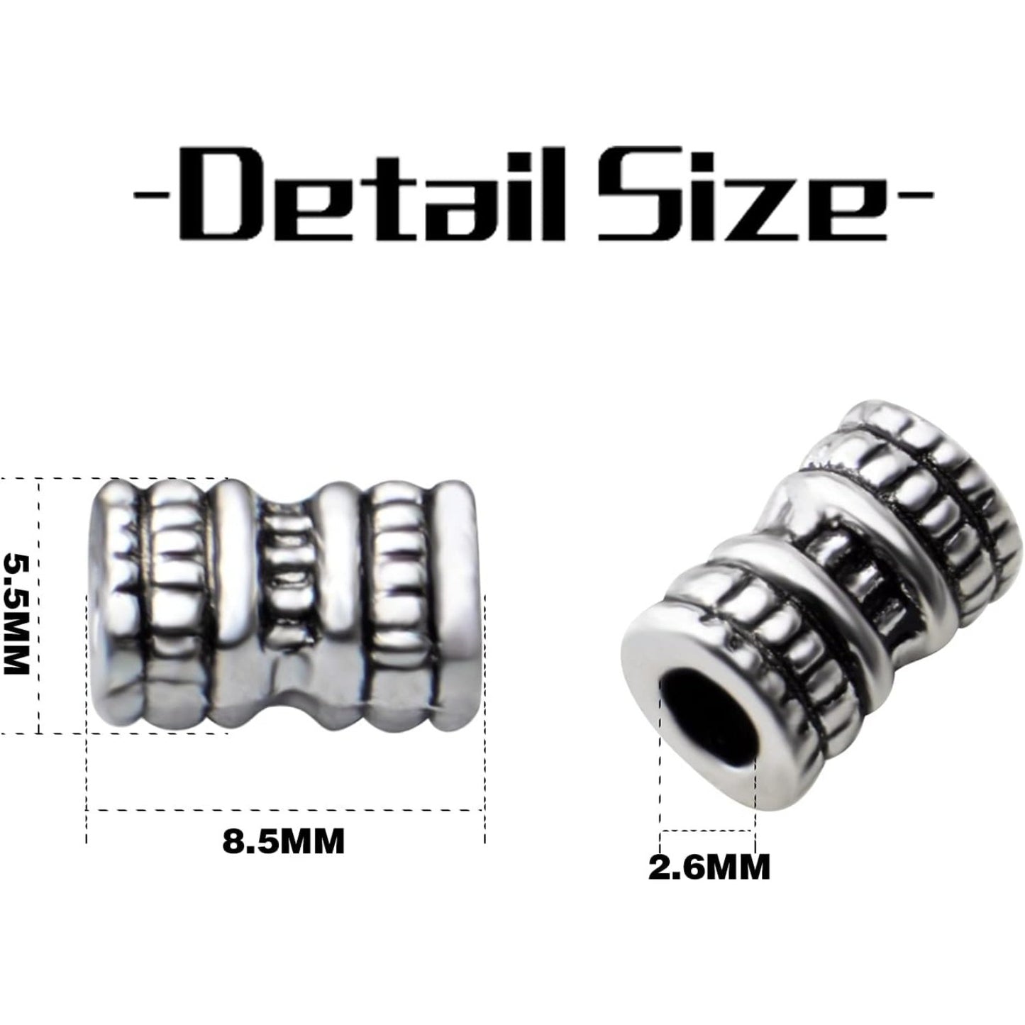 Column Spacer Beads,100pcs Antique Silver Tube Spacers Tibetan Alloy Loose Beads for DIY Jewelry Crafts Making
