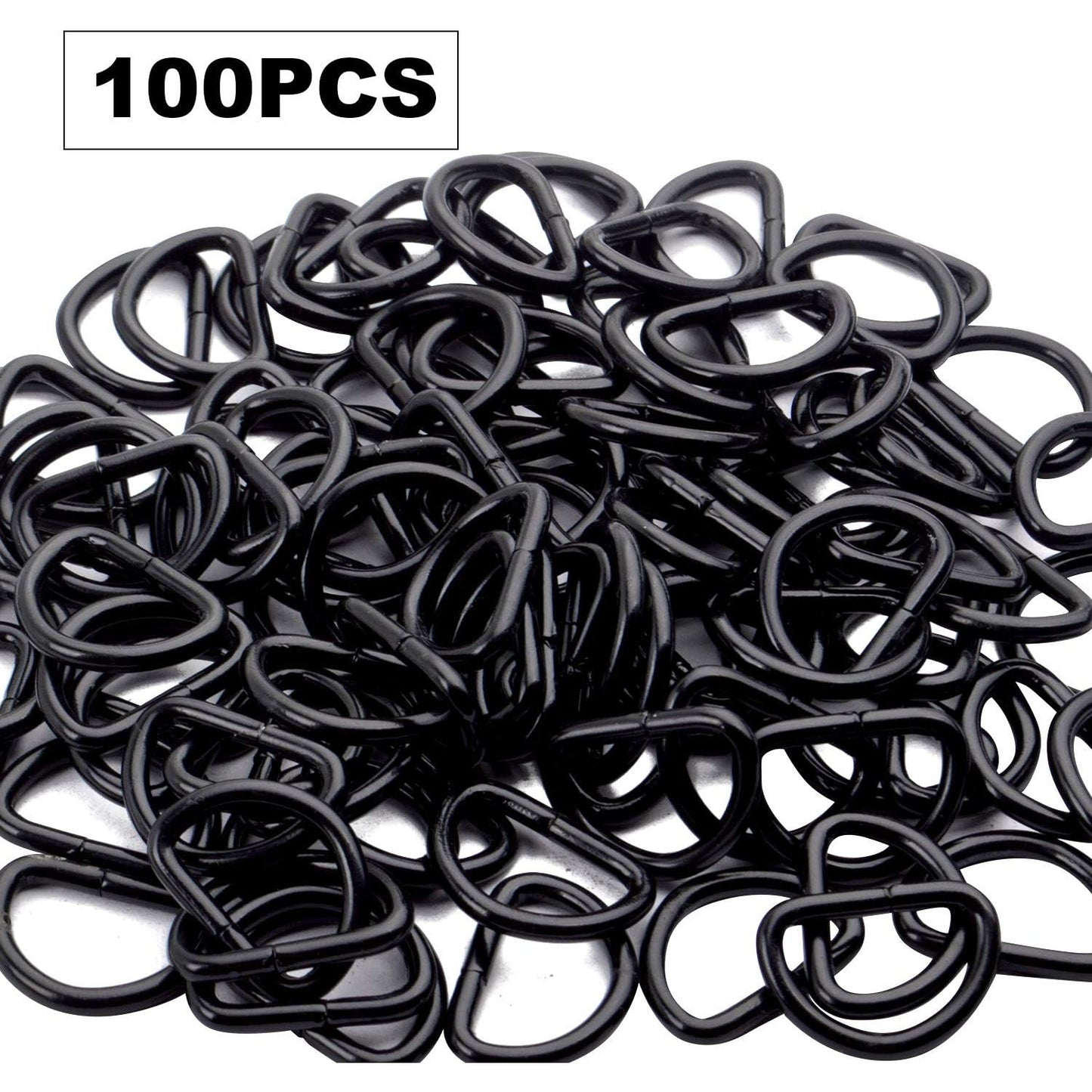 100 Pieces 1/2inch Metal Non Welded Black D Ring Buckles D-Ring Loop for Handbag Purse Clothes DIY Accessories