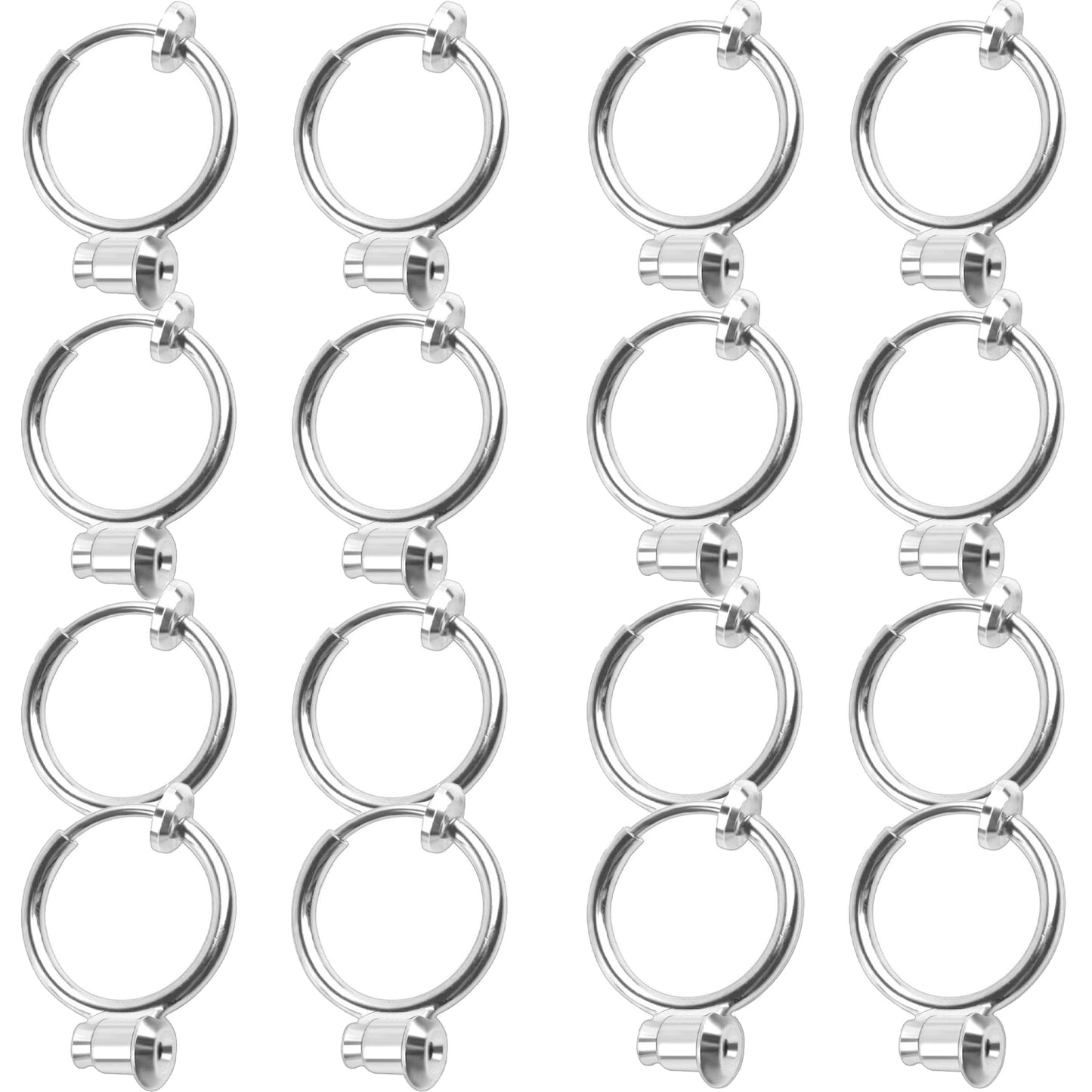 Clip-on Earring Converter,16 Pieces Earring Clip Converter Components Findings with Post for Non-Pierced Ears Jewellery Making - 4 Colors
