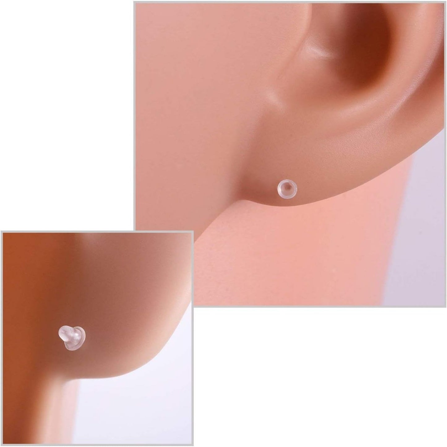 500 Pairs Plastic Earring Posts and Backs, 5mm Clear Earrings Pins Rubber Earring Safety Backs Earnuts