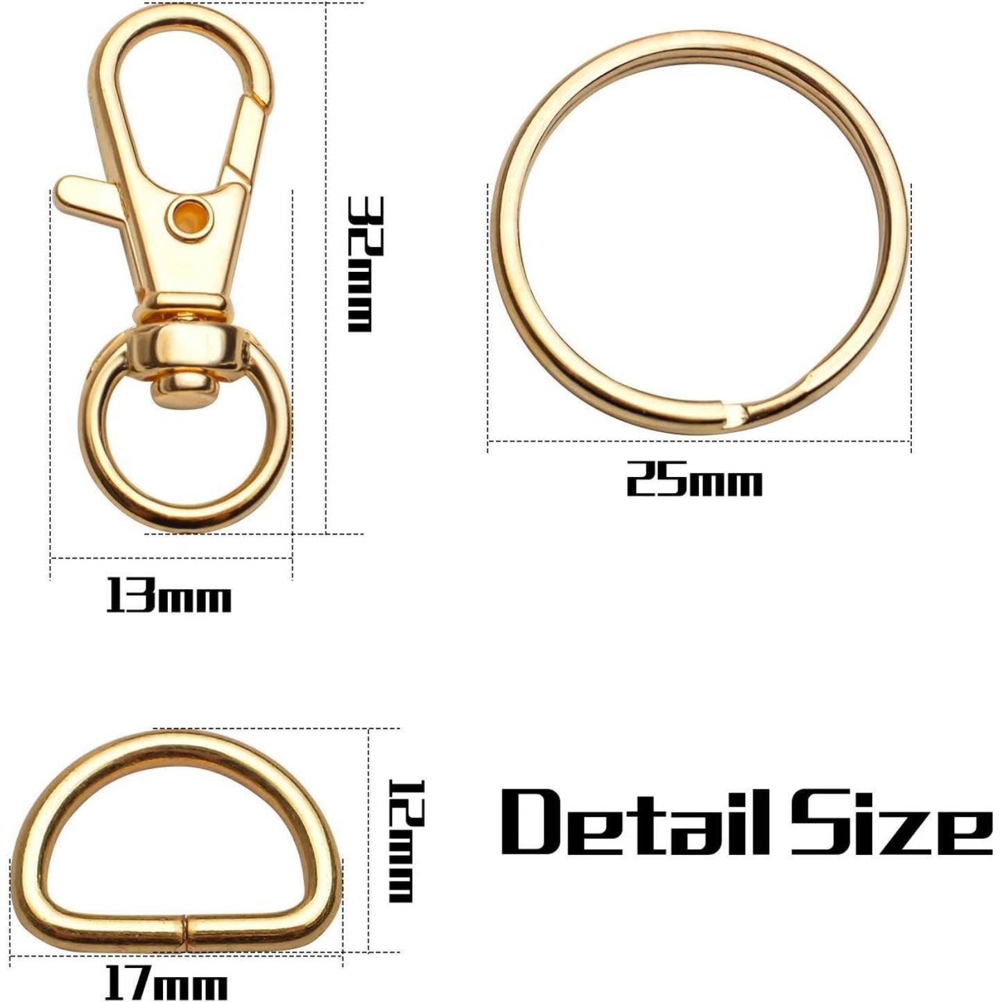 100PCS Swivel Snap Lobster Clasps Keychain Hooks 20 Pieces with Key Rings 40 Pieces and D Rings 40pcs for Bags, Lanyard Craft Making