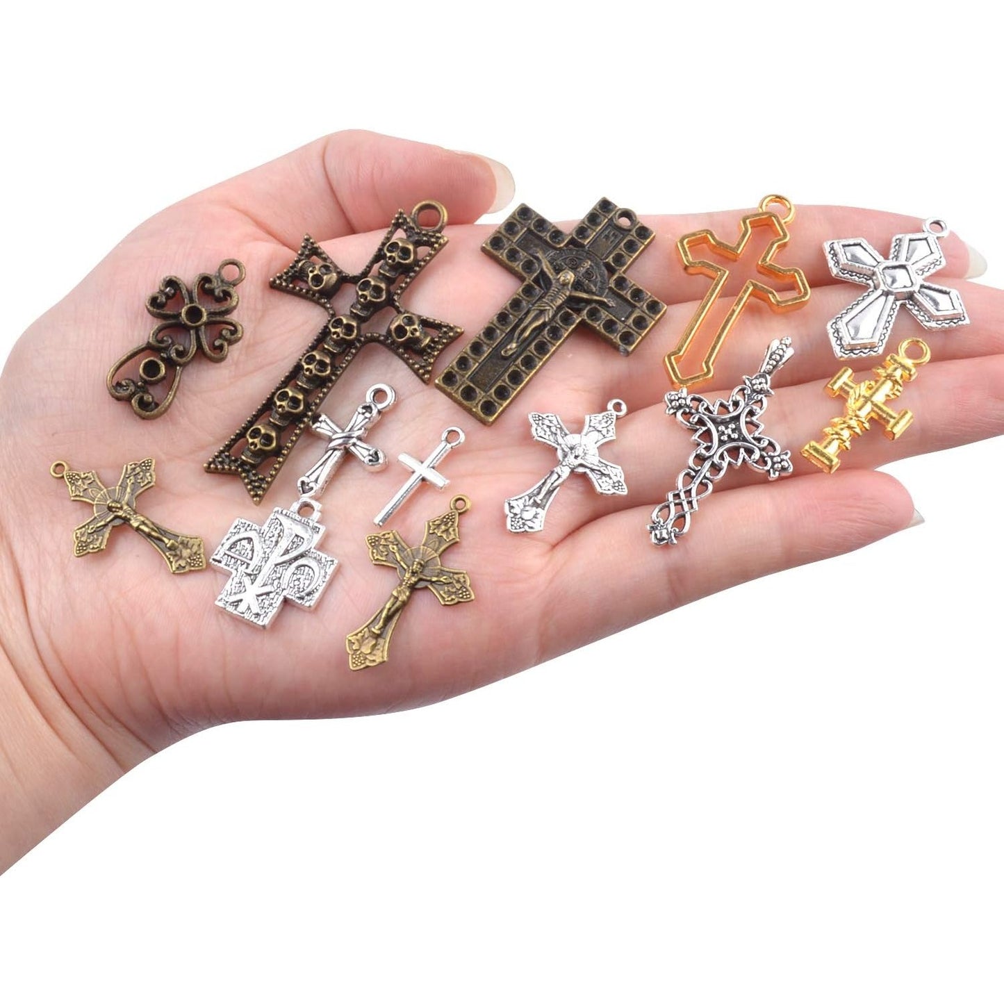 100g Mixed Crosses Charms Pendants for Jewelry Making, DIY Necklace, Bracelets, Earrings