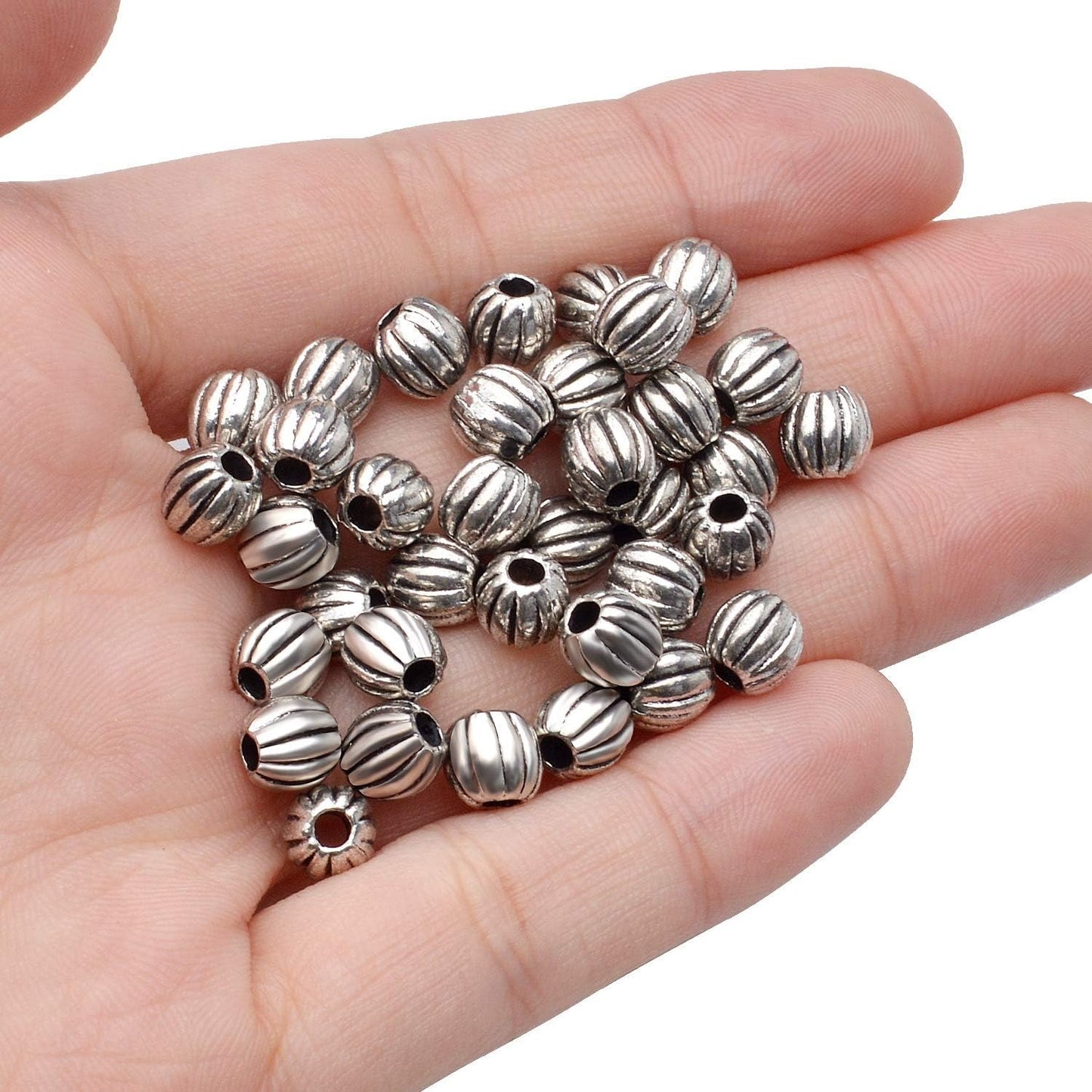 100pcs Antique Silver Alloy Spacer Beads Round Spacer Bead Spacer Bead Charms for DIY Bracelet Necklace Jewelry Making