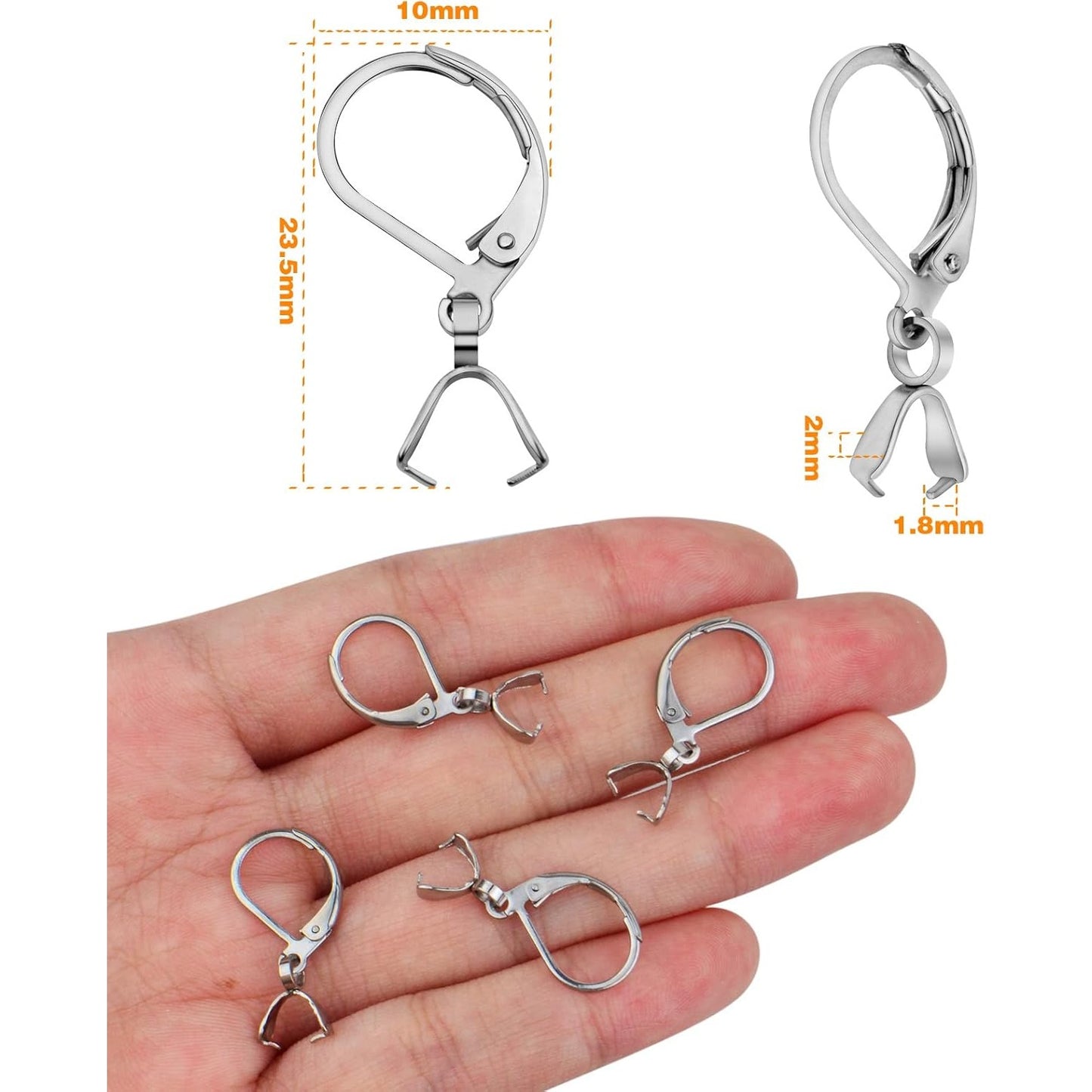 20pcs Stainless Steel French Earring Hooks Leverback Earwires Hypoallergenic Earring Findings with Pendant Clasp for DIY Earrings Jewelry Making