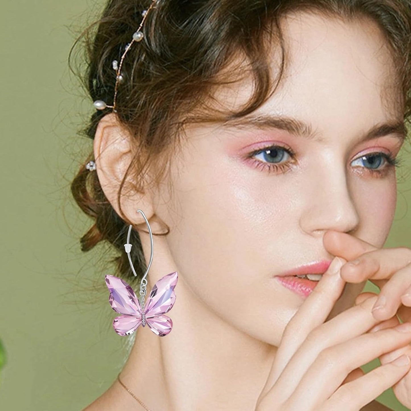 1 Pair of V-Shaped Earring Hooks S925 Sterling Silver Long Ear Wire Hook Dangle Connectors Replacements with Clear Ear Backs for DIY Earrings Crafts Jewelry Making Accessories